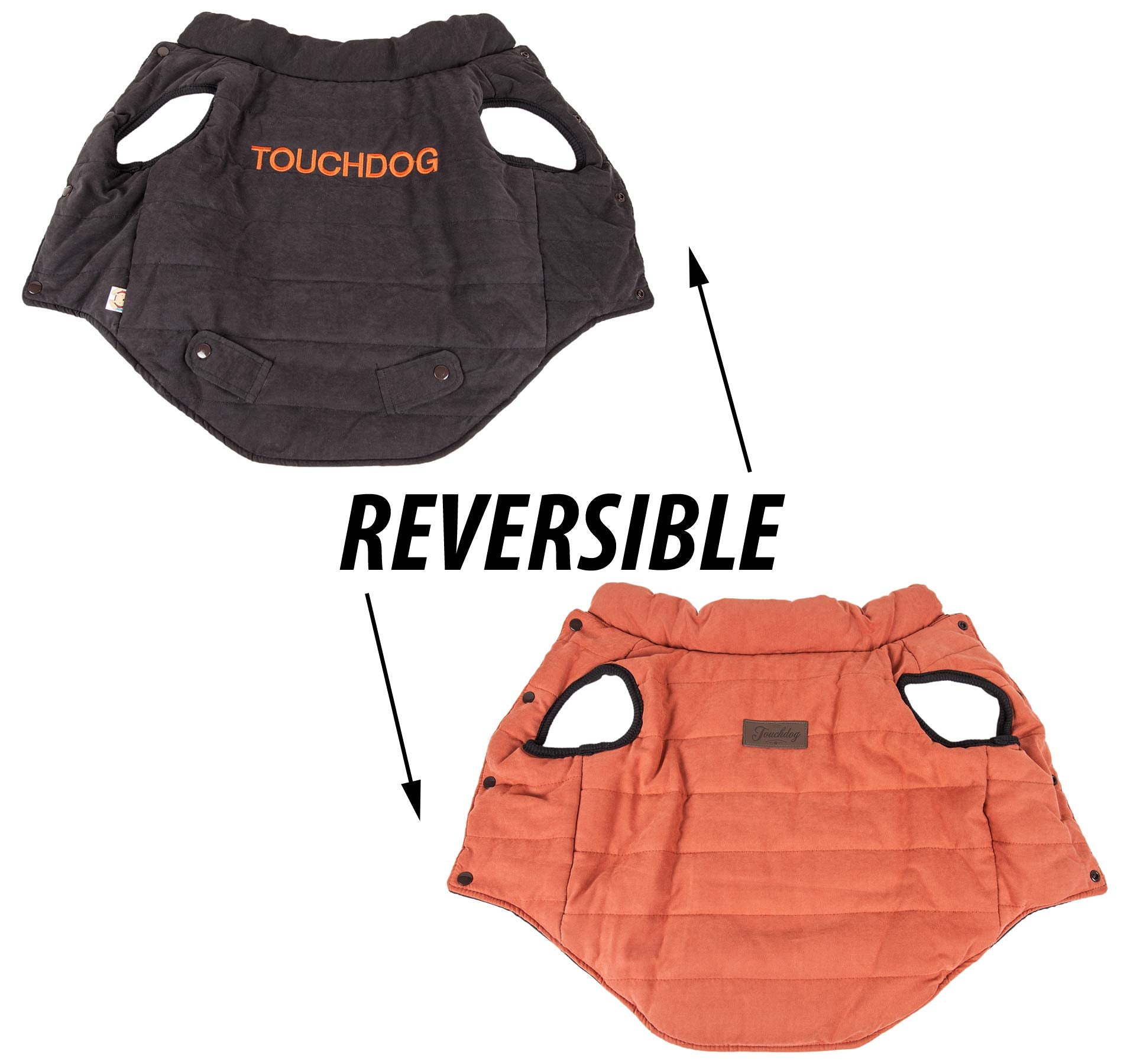 TOUCHDOG 'Waggin Swag' Fashion Designer Reversible 3M Insulated Pet Dog Coat Jacket, Medium, Brown / Orange