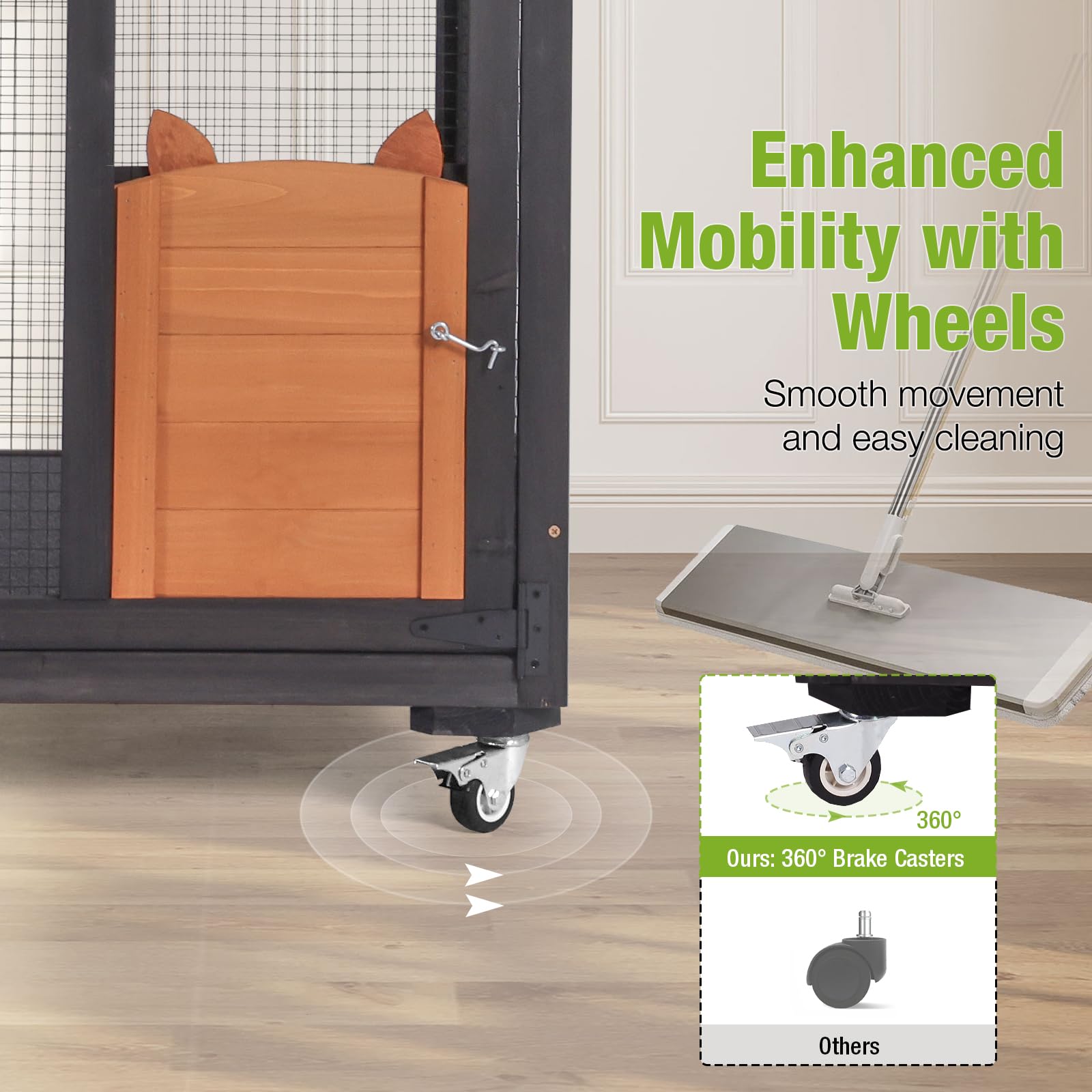 Gutinneen Catio Outdoor Cat Enclosure Mobile Cat House Indoor On Wheels With Scratch Post,Hammock,Resting Box,Platform,Tarp Roof