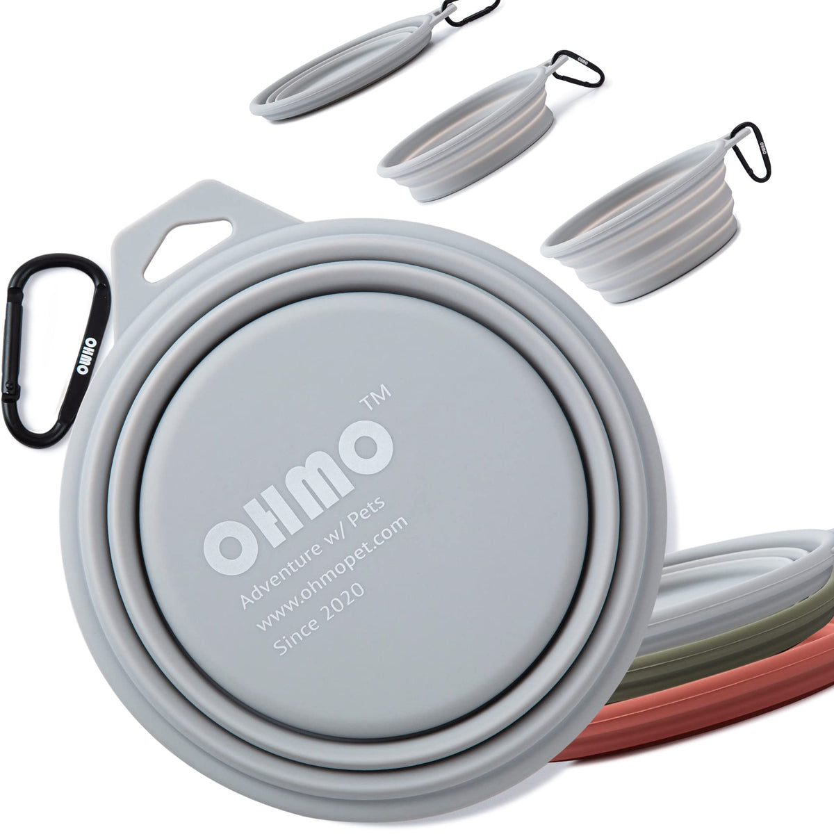 Ohmo Collapsible Dog Water Bowl 27Oz/800Ml, Large Travel Dog Bowl Portable Water Food Silicone Bowl Premium Pet Feeding Bowl For Outdoor Camping Hiking With Hook