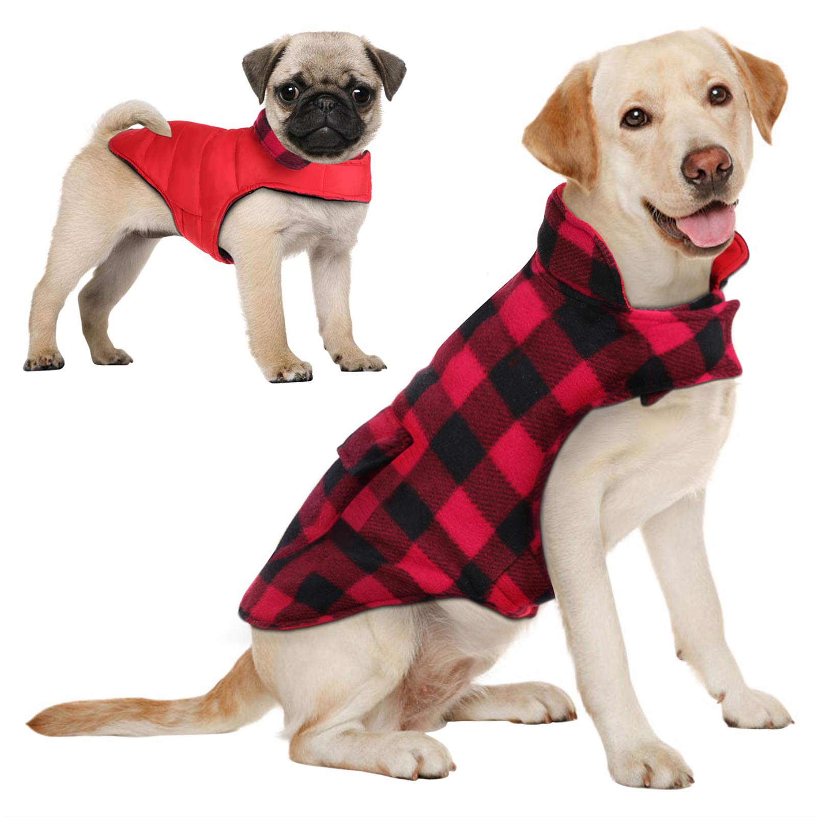Aofitee Dog Jacket Plaid Dog Winter Coat, Warm Dog Puffer Jacket, Large Dog Sweater, Reversible Dog Cold Weather Coat For Large Dogs, Waterproof Dog Winter Jacket For Small Medium Large Dogs, Xxxl