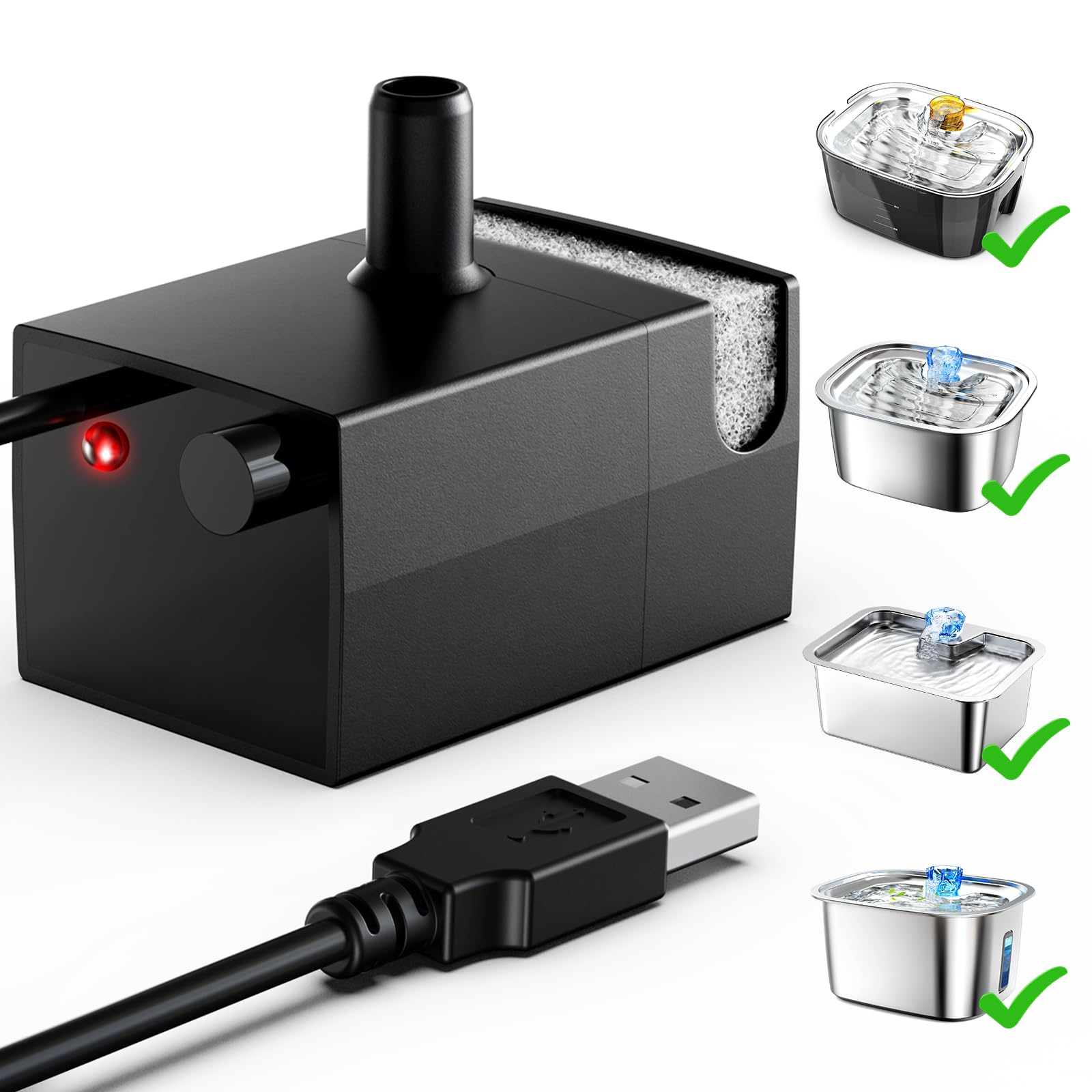 Dog Water Fountain Pump Replacement, Water Pump For Dog Water Fountain/Pet Water Bowl Dispenser