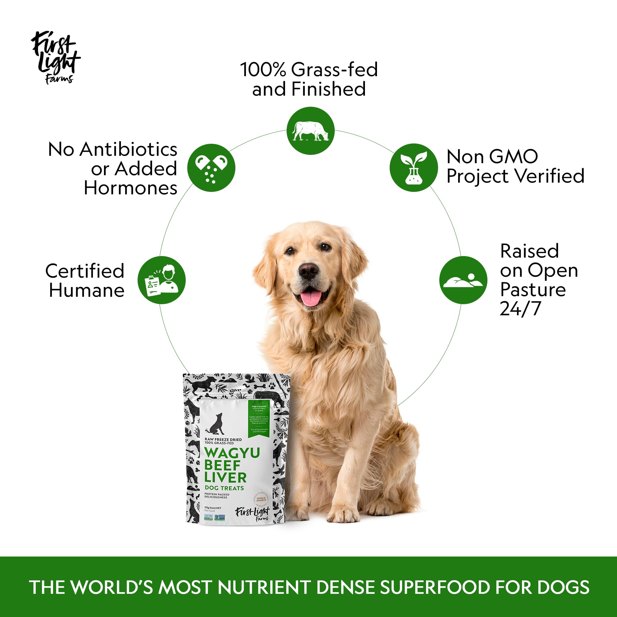 First Light Freeze-Dried Wagyu Beef Liver Dog Treats, 4 oz - 100% Grass-Fed, Single Ingredient, Nutrient-Dense Superfood for All Breeds