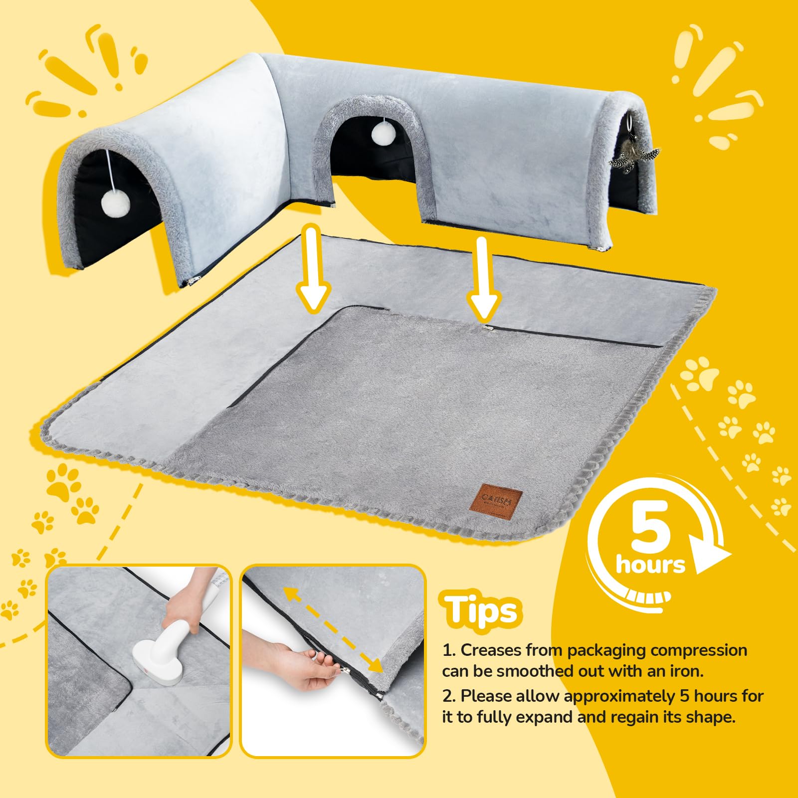 Catism Cat Tunnel Bed, Cat Bed, Cat Tunnels For Indoor Cats, Cat Cave, Detachable Cat Tunnel, Kitty Tube Cat Bed Tunnel, Cat Tub