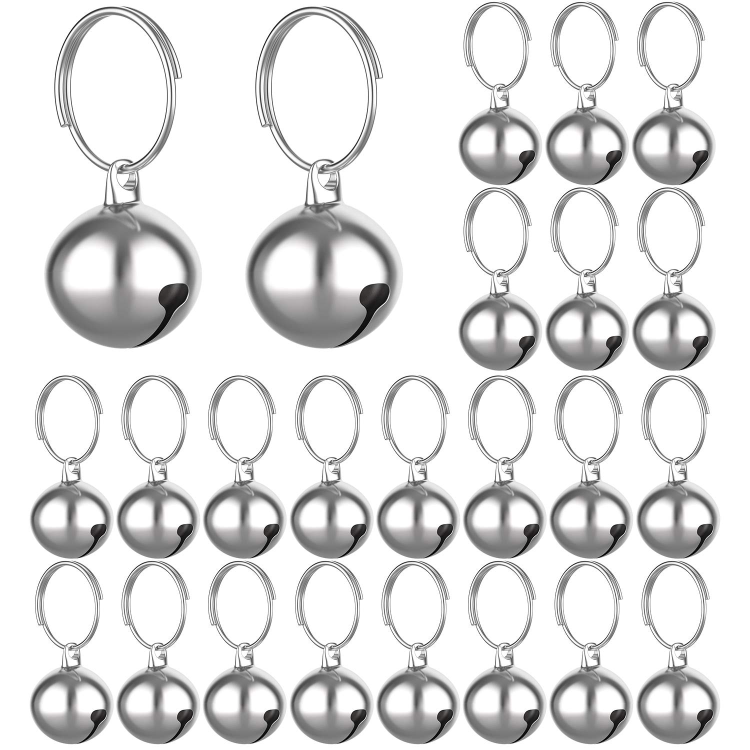 Outus 24 Sets Of Cat Bells For Cat And Dog Collar Loud Pendant Pet Cat And Dog Bell Pet Pendant Accessories (Silver)