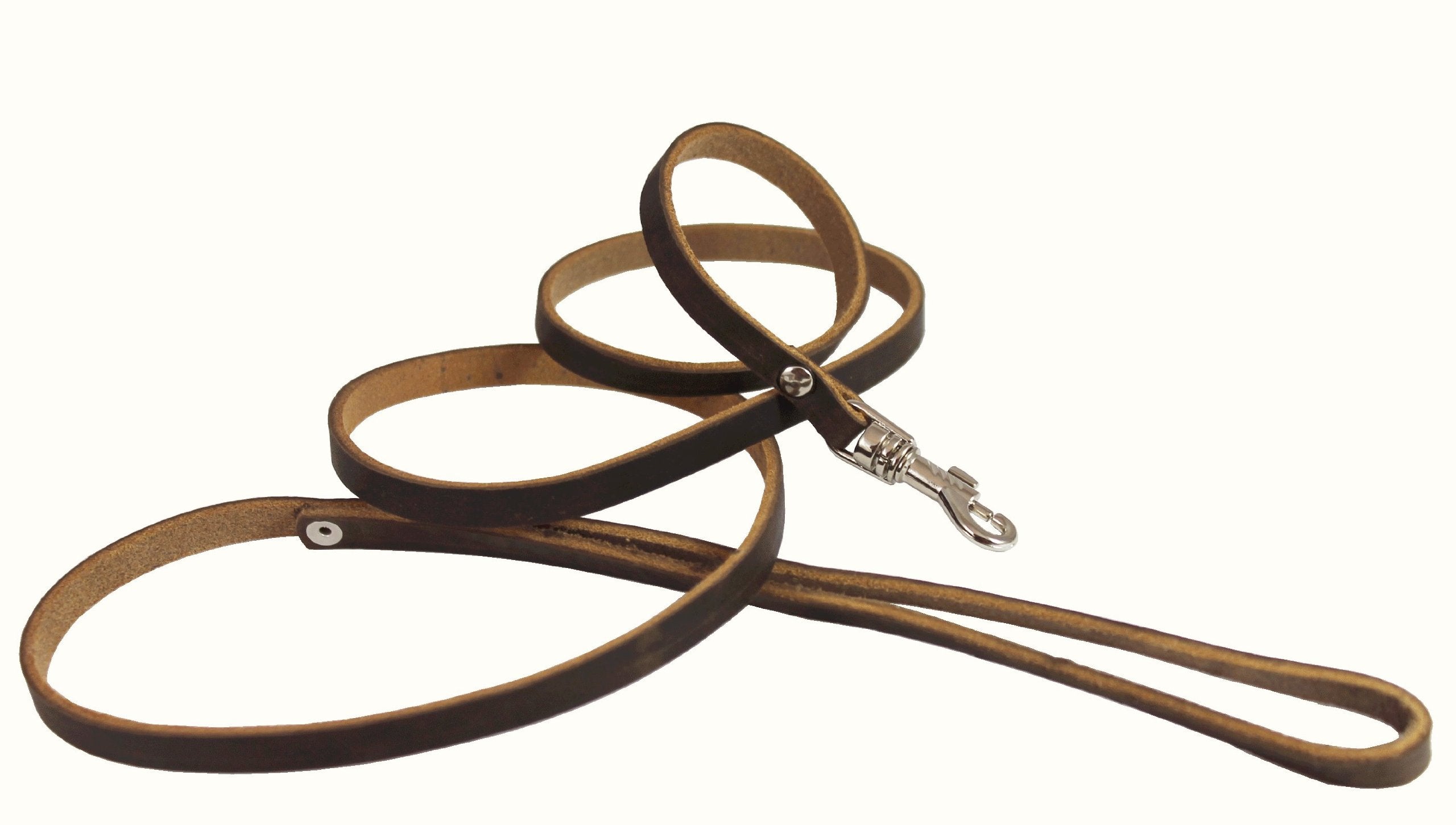 Genuine Leather Classic Dog Leash, 4' Long, 3/8' Wide, Puppies, Xsmall Breeds
