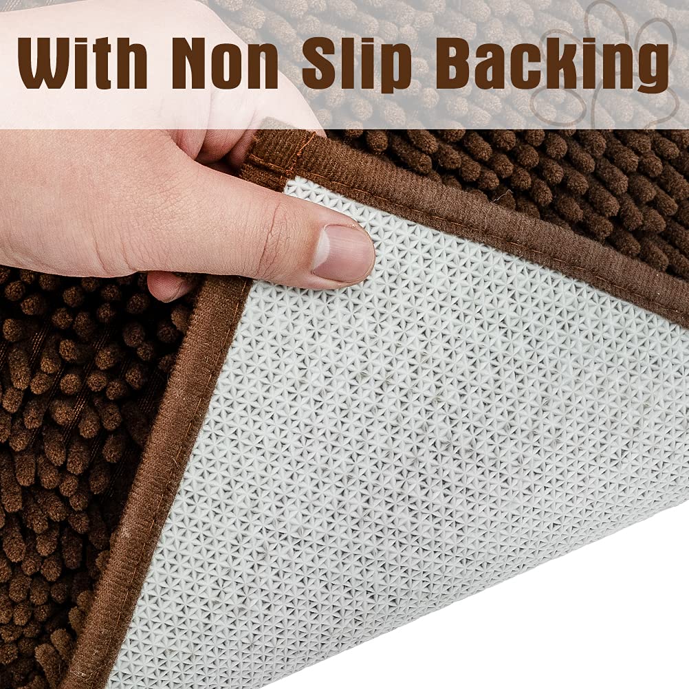 EXPAWLORER Dog Door Mat for Muddy Paws - Highly Absorbent Microfiber Dog Rug, Soft Chenille Dog Runner Rug Indoor Outdoor Floor,
