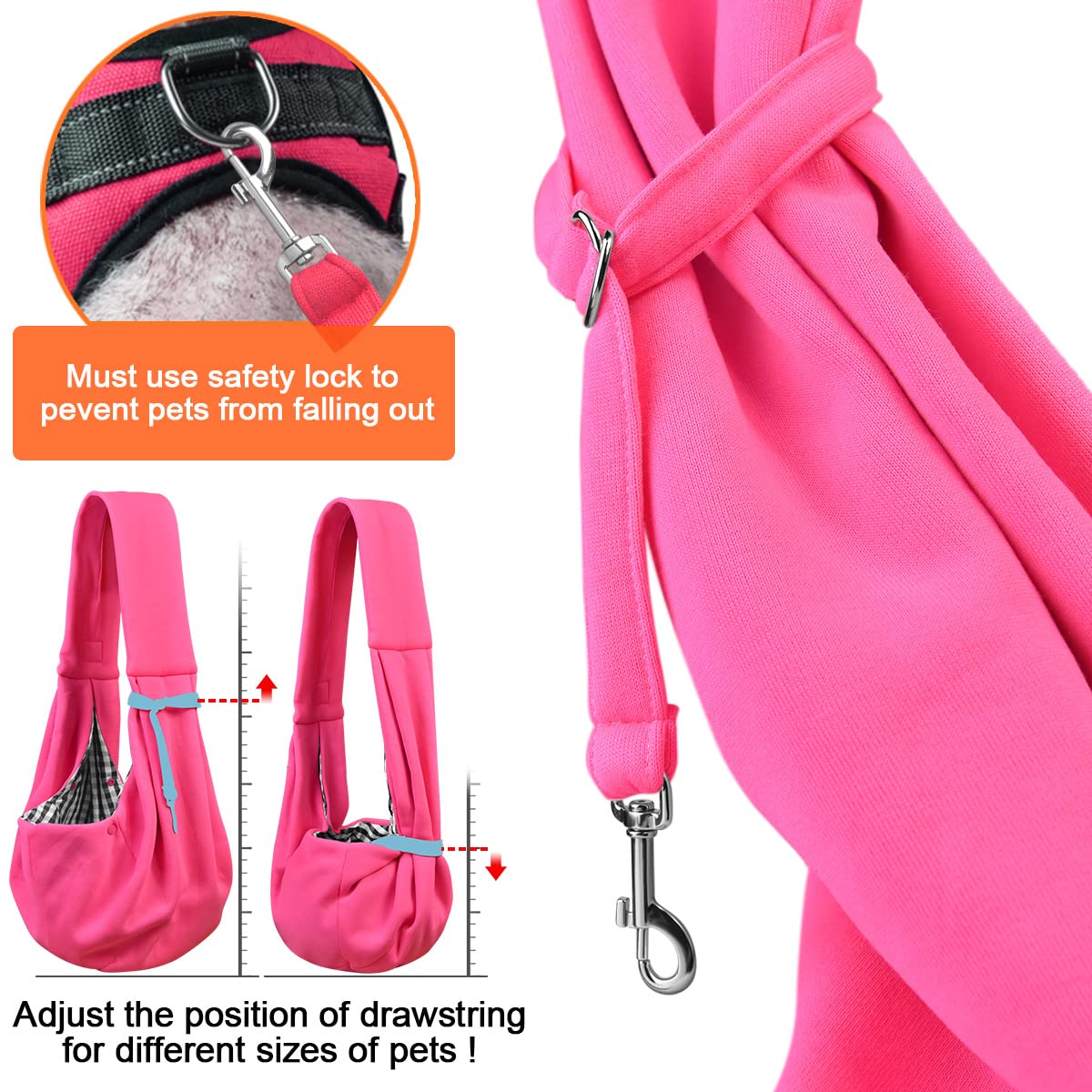 Tomkas Small Dog Sling Carrier - Classic Pocket & Classic Strap - for 3-10 lbs Pets(Rosered)