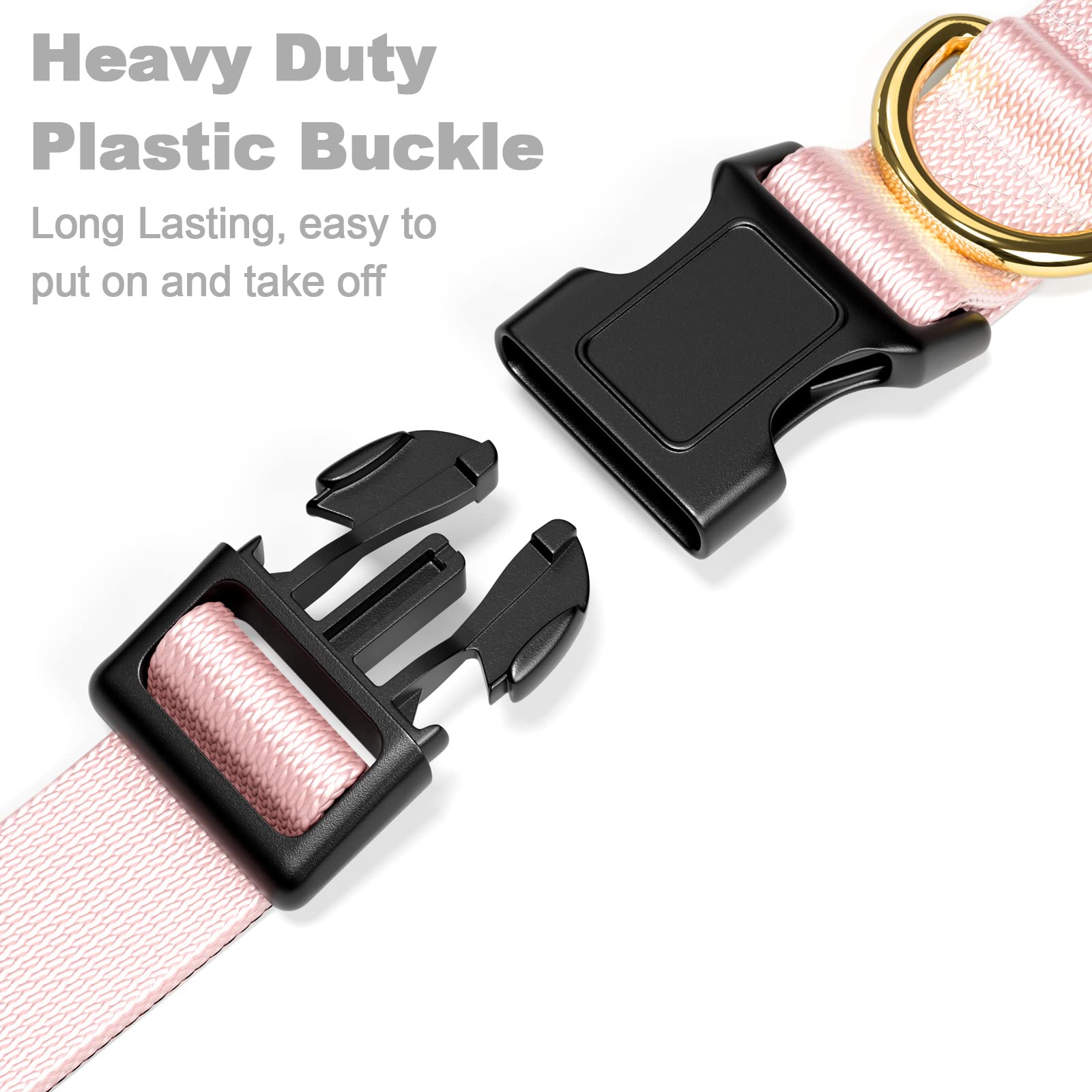 Rnivvi Dog Collar, Adjustable Pink Dog Collar For Large Dogs, Cute Puppy Collar For Boy And Girl Dogs, Classic Heavy Duty Pet Collars With Quick Release Buckle For Walking Running, L Length 1' Width