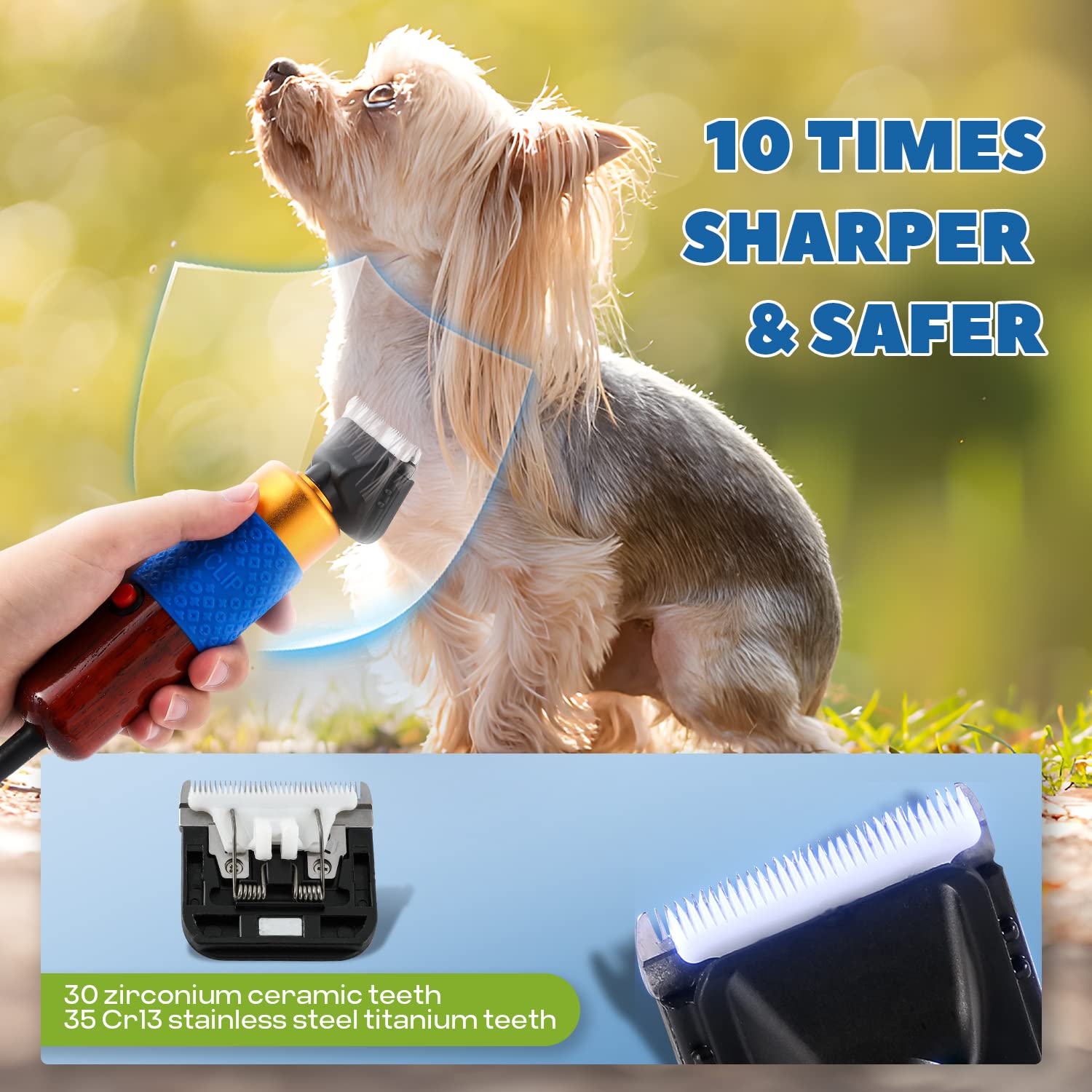 Luzrise Pet Grooming Clippers 200W, Plug-In With 3M Power Cord & Stepless Speed Control, Low Noise < 50Db, Heavy-Duty Dog Hair T