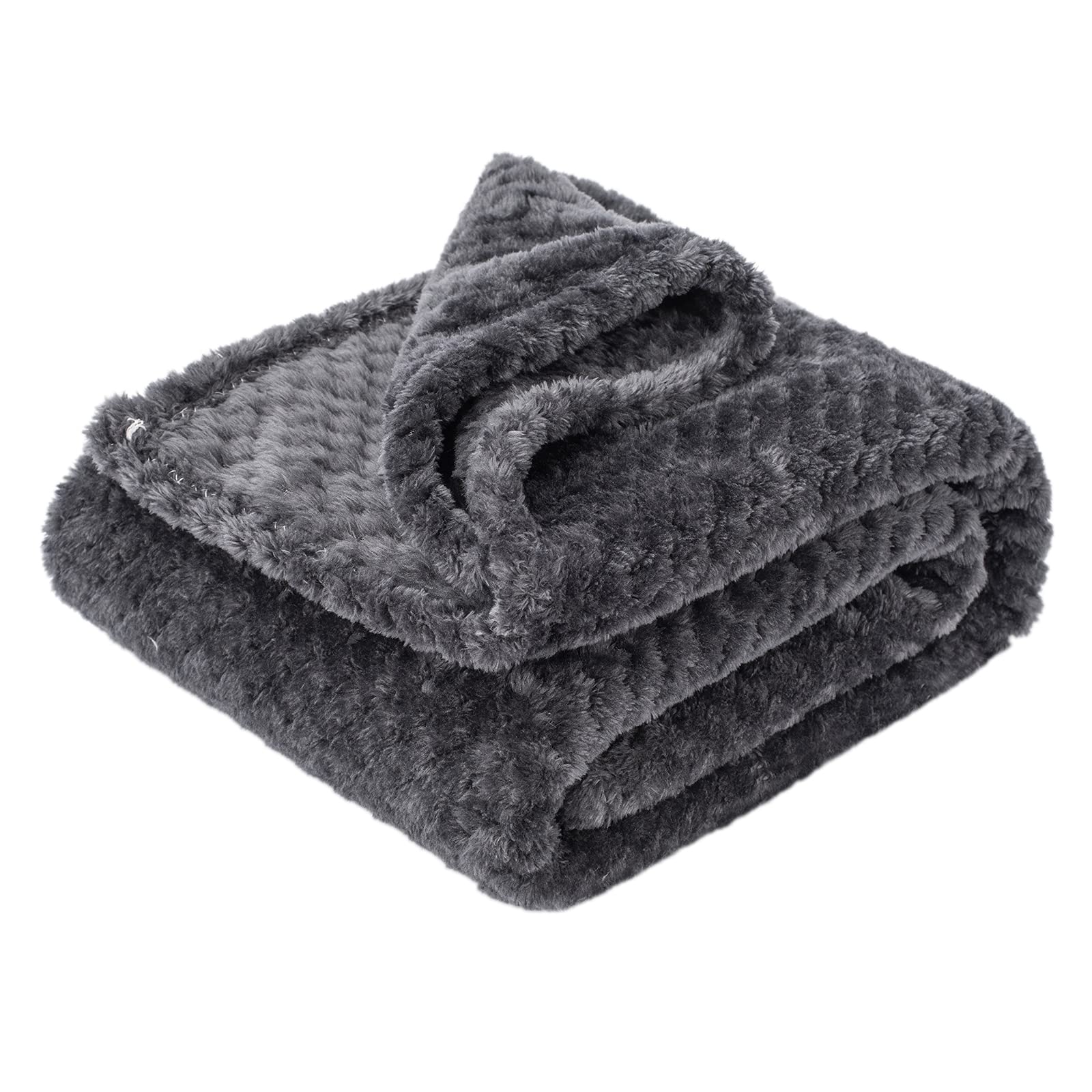 Warm Soft Fuzzy Dog Or Cat Blanket, Plush Fleece Throws For Puppy, Kitten, Bed, Couch, Sofa, Travel (L/40'' X 48'', Grey Black)
