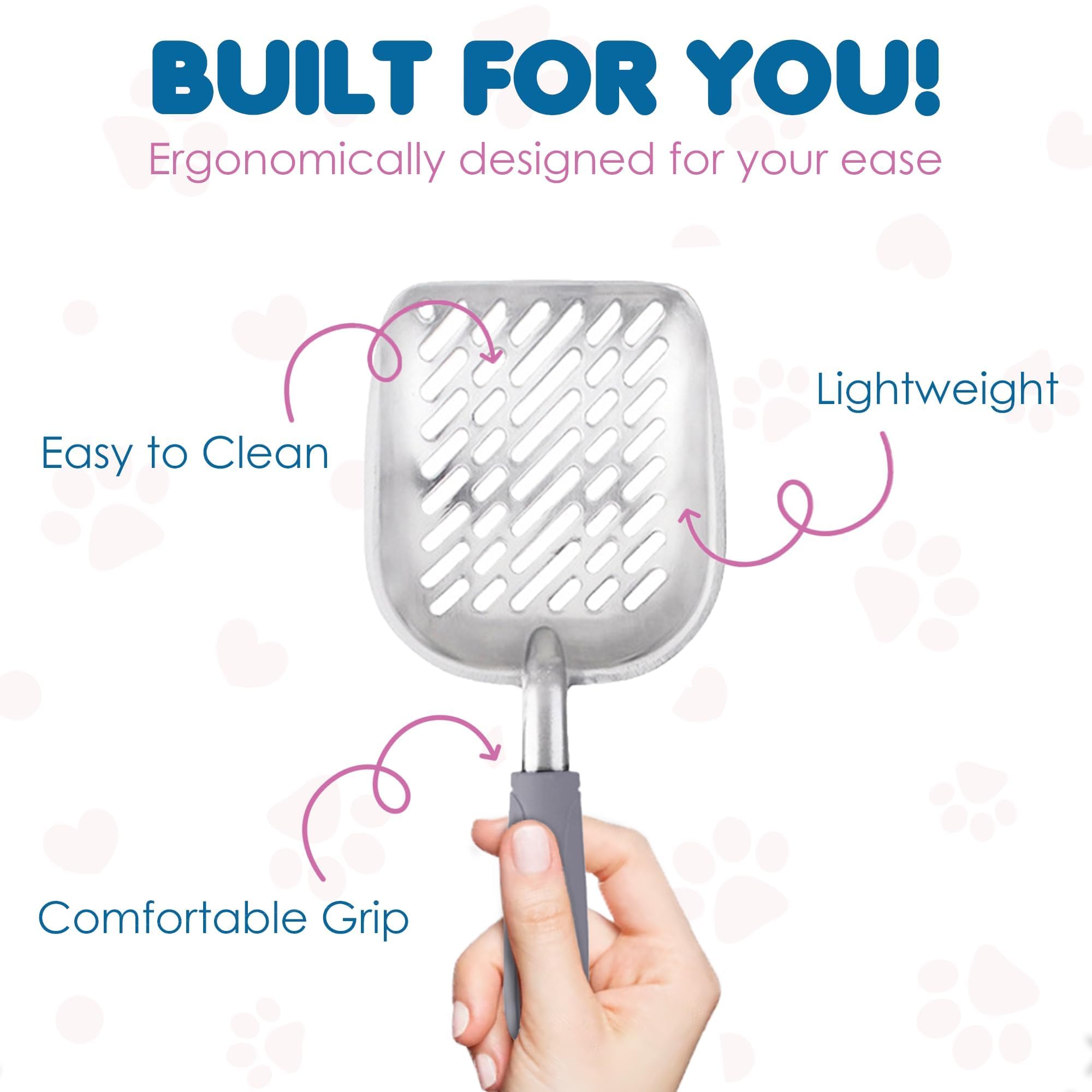 Sungrow Large Cat Litter Scoop, Life Transforming Cat Scooper, Reduces Hand Fatigue, Saves Clear Litter, Makes Scooping Faster And Easier