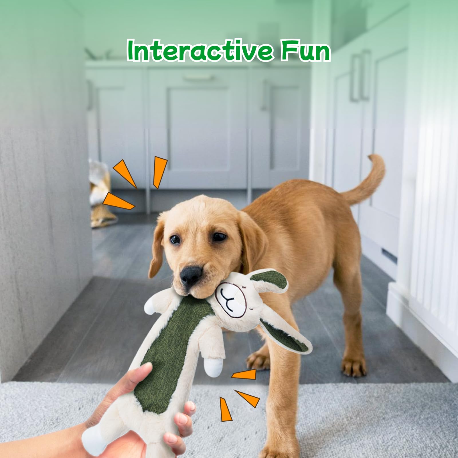 Zrbtk 2 Pack Crinkle Squeaky Dog Toys For Aggressive Chewers, Less Stuffed Dog Toy To Keep Them Busy, Plush Interactive Pet Toys
