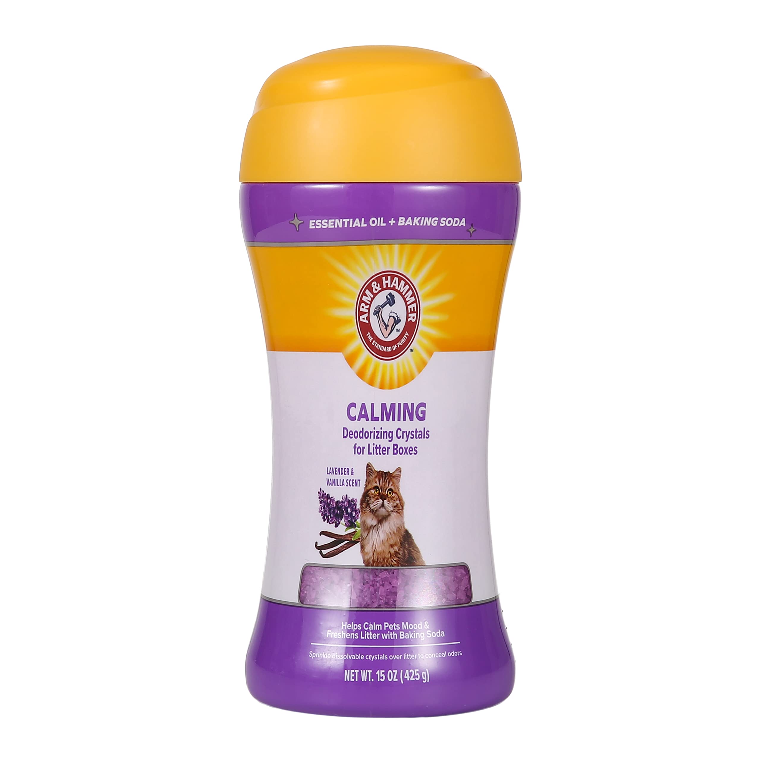 Arm & Hammer Deodorizing Cat Litter Crystals For Litter Boxes | Calming Odor Neutralizing Cat Litter Odor Eliminator In Lavender & Vanilla Scent | Litter Box Odor Eliminator, 15 Oz