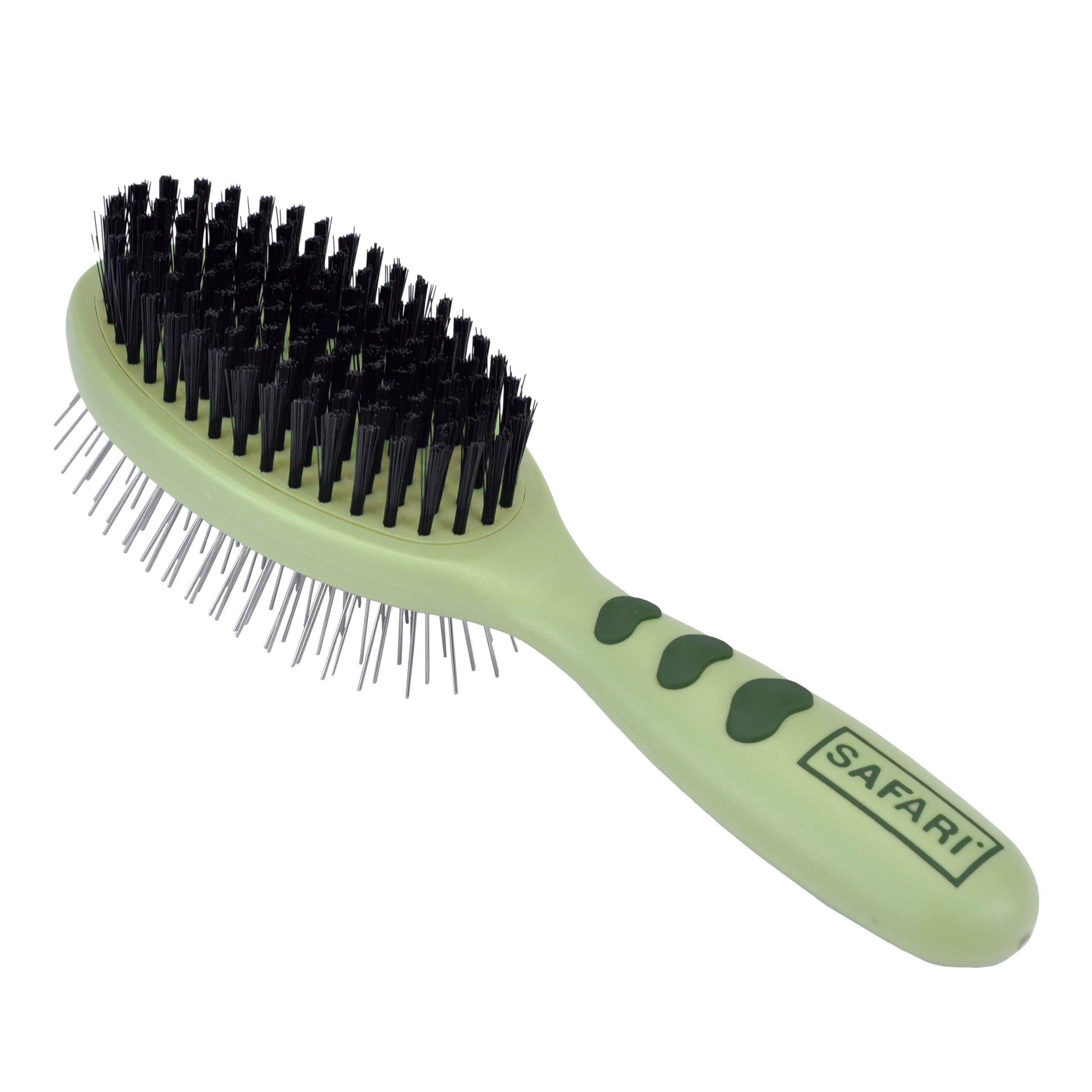 Coastal Pet Safari Pin and Bristle Combo Dog Brush with Plastic Handle - 2-in-1 Wire Pin Brush and Dog Bristle Brush - Ideal for