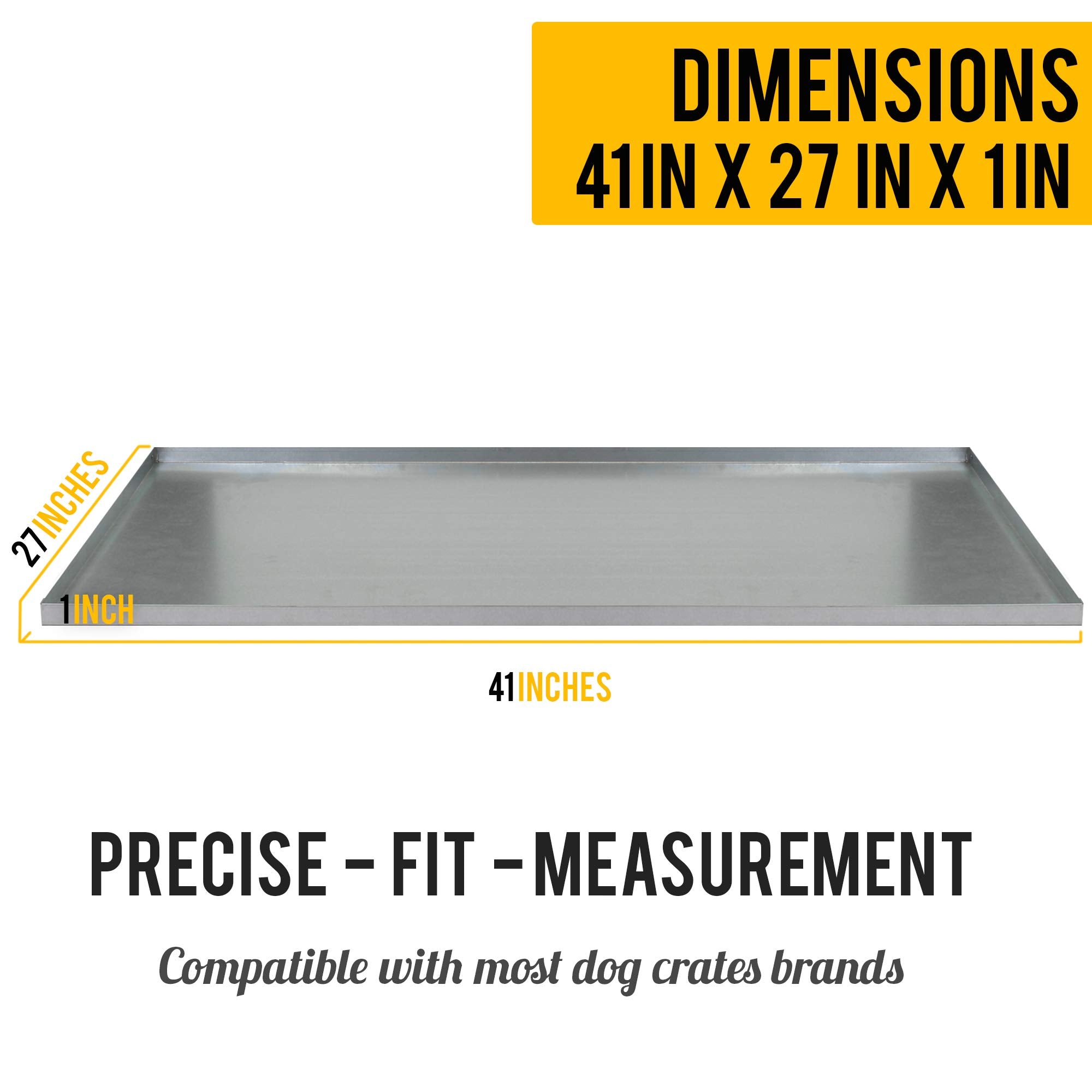 Kopeks Galvanized Metal Tray For Dog Crates, Pet Kennels, Restaurant Grease Traps, And Floor Protection, Chew Proof Durability, Heavy-Duty Reusable Coverage, 41 X 27 Inches, (Kps-1119)