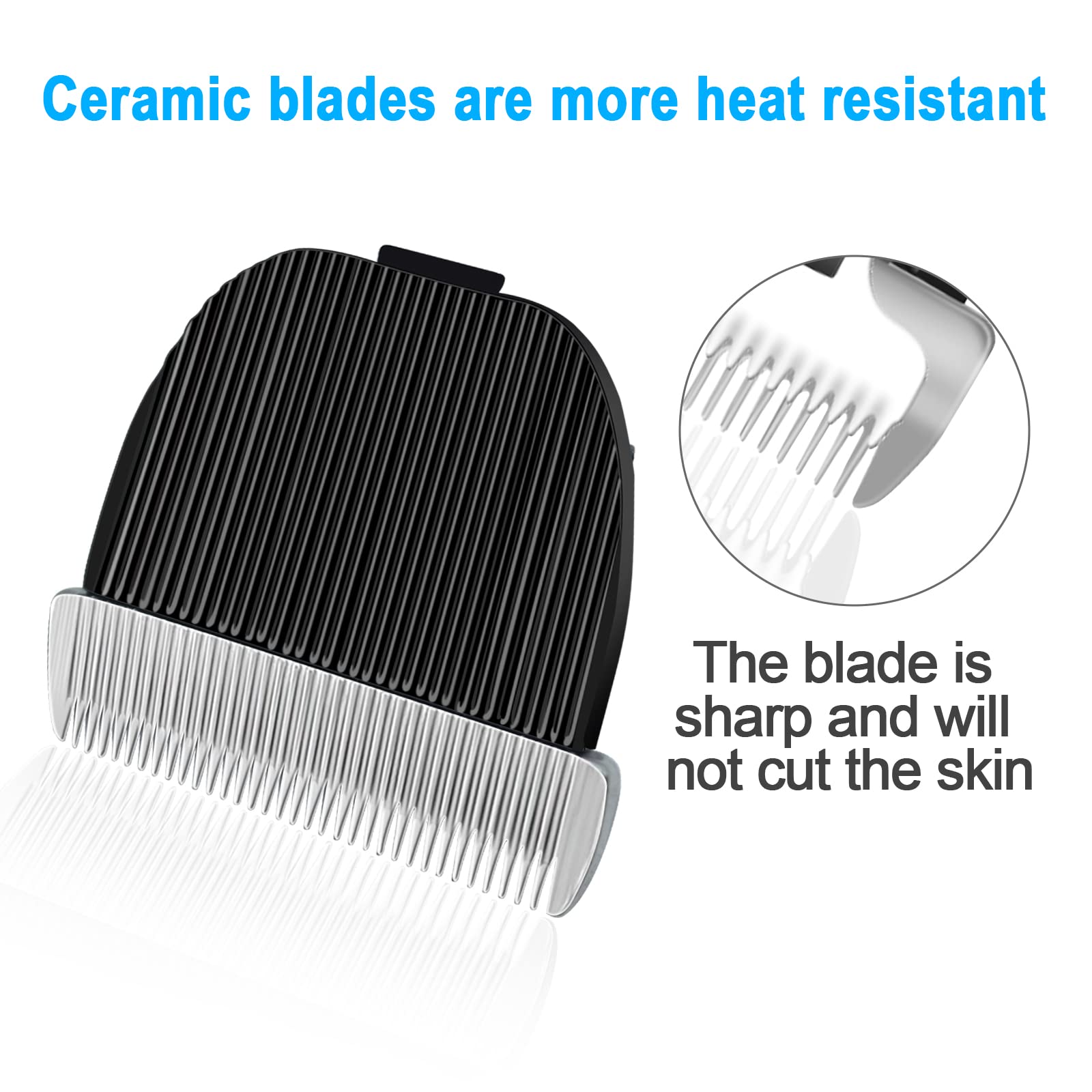 Dodaer 2 Pack Replacement Blade Compatible With Oneisall Low Noise Dog Clippers, Made Of Ceramic Blade & Stainless Steel Blade