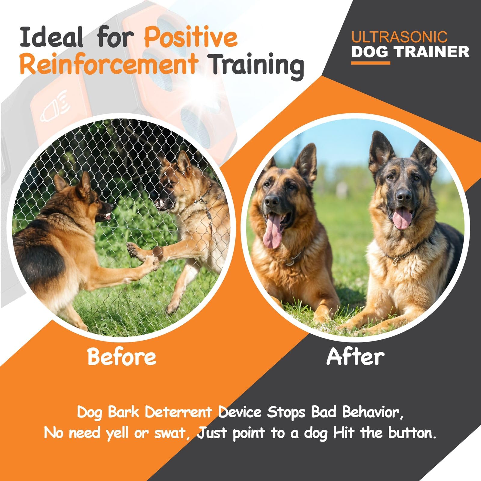 Dog Bark Deterrent & Clicker - Stop Bad Behavior Instantly | No Yelling, Just Point and Press! | Long-Range Ultrasonic, Humane S