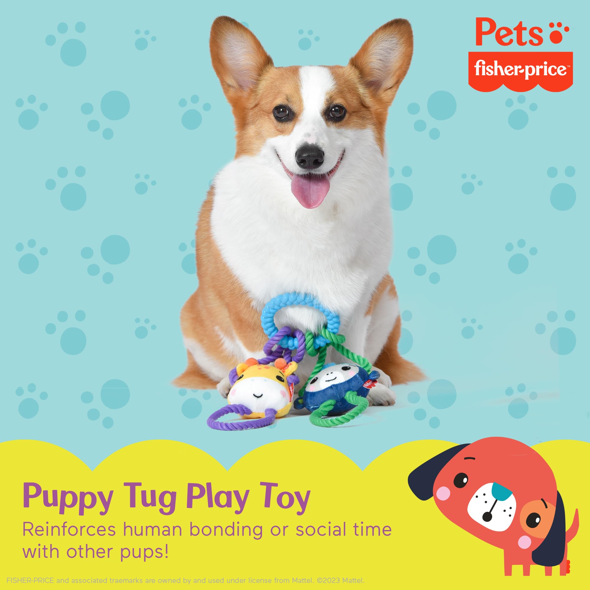 Fisher-Price for Pets 'Tugs With Friends' Interactive Toy for Dogs | Fetch, Tug, Enrichment, and Puppy Teething | Multifunctiona