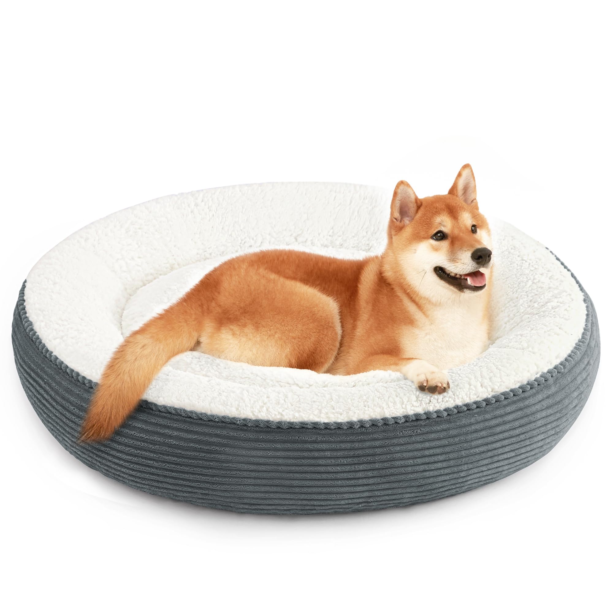 Love'S Cabin Round Donut Cat And Dog Cushion Bed, 36In Pet Bed For Medium Or Large Dogs, Anti-Slip Water-Resistant Bottom, Super