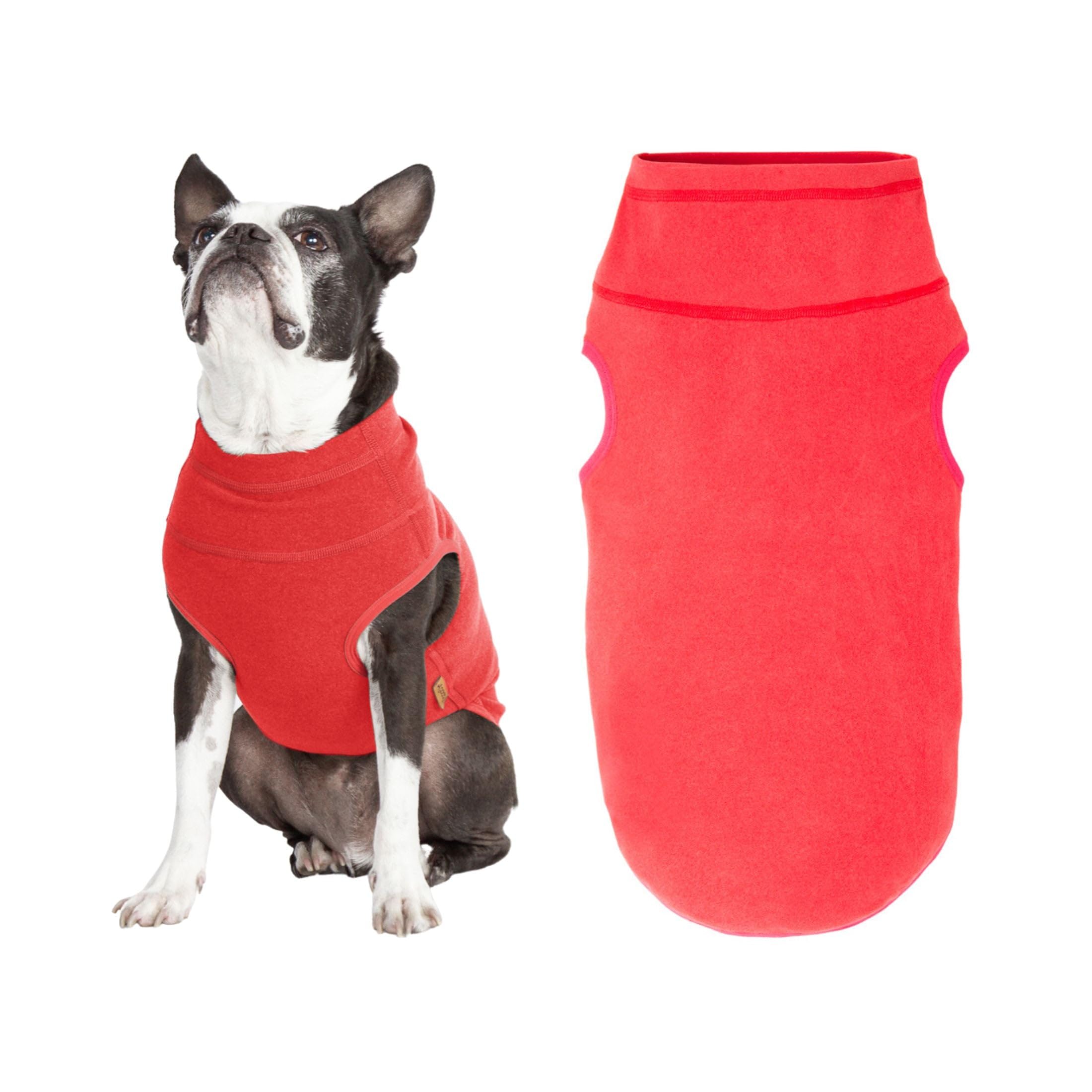 Gooby Fleece Vest - Stretchable Dog Sweater In Tomato Red, Warm Pullover Jacket - Perfect For Small Dogs