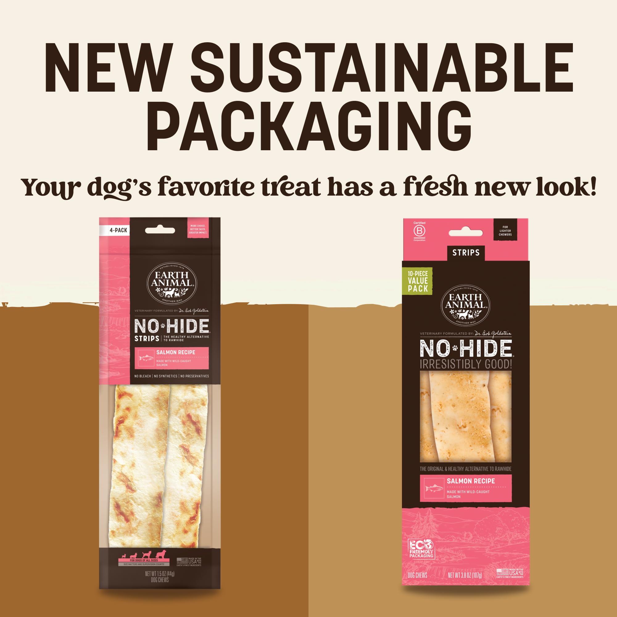 Earth Animal No-Hide Strips Salmon Recipe Natural Rawhide Alternative Dog Chew Treat, Value Pack 3.8 Oz