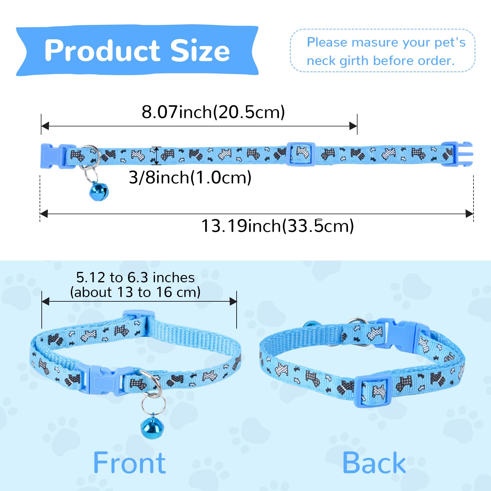 Xxs Dog Collar Teacup Dog Collar, Printed Dog Collars, Mini Printed Dog Collars, Teacup Dogs Collars For Small Dogs Cats, Blue,