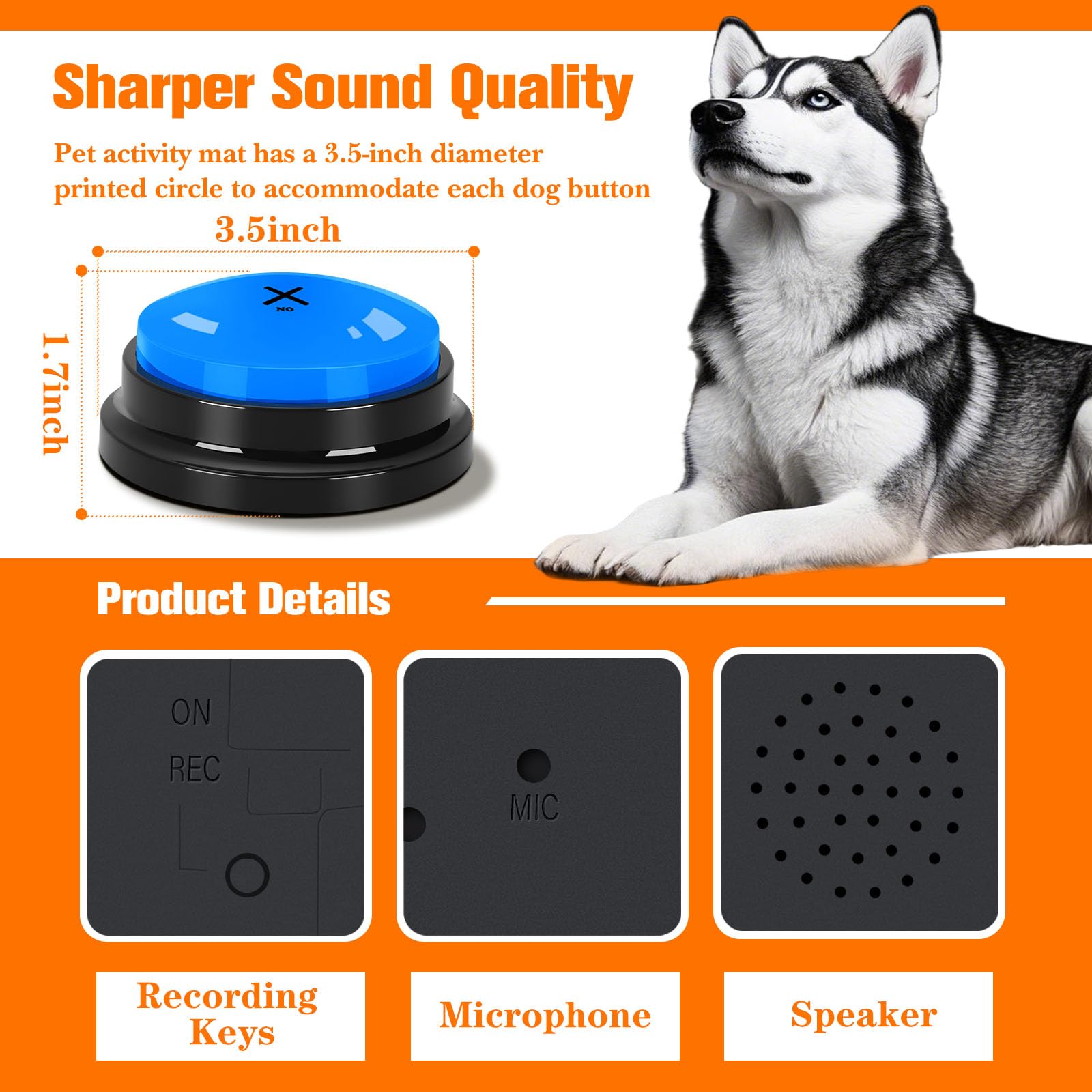 Dog Buttons For Communication, 6 Pcs Dog Talking Button Set, 30S Voice Recording Speaking Button Pet Speech Training Buzzers Wit