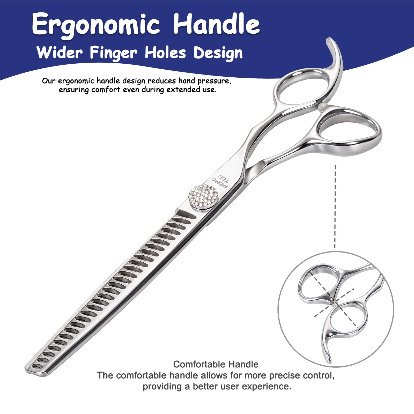 Momotou Professional Chunker Dog Grooming Scissors With Simulation Diamond 440C Stainless Steel Polished Pet Cat Trimming Textur