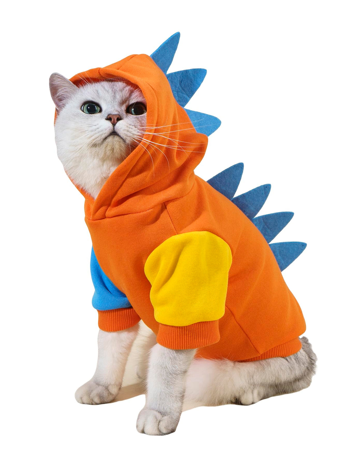 Qwinee Dinosaur Dog Hoodie Dog Warm Jacket Christmas Halloween Dog Costume Dog Clothes For Puppy Kitten Small Medium Dogs Cats Orange And Blue Xs