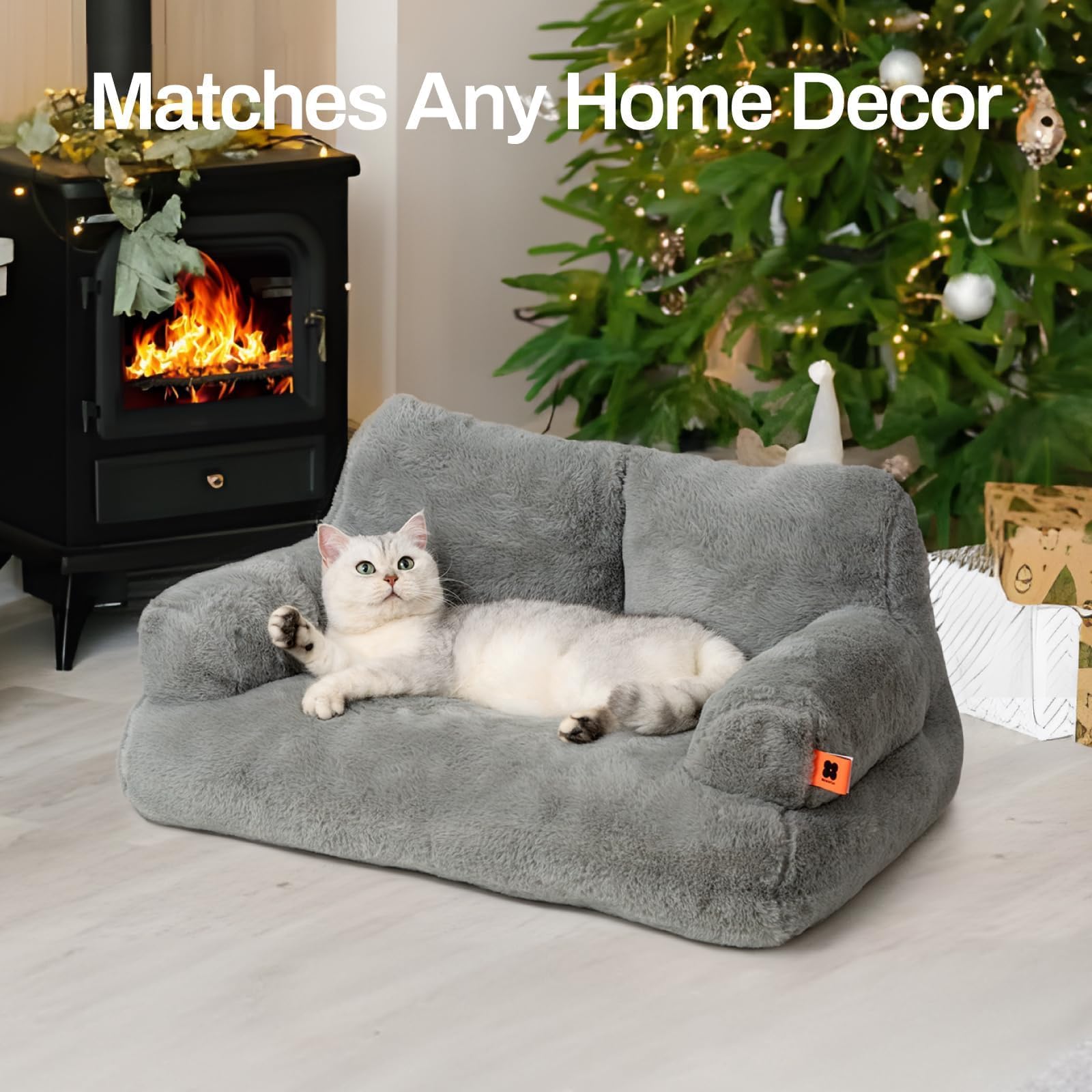 Mewoofun Cat Bed For Indoor Cats, Washable Dog Beds For Small Dogs & Cats With Removable Cover, Fluffy Cat Couch With Non-Slip B