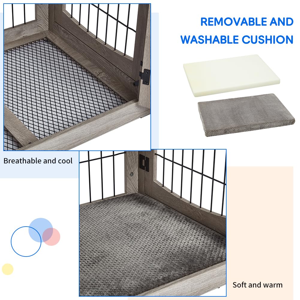 Dog Crate Furniture with Drawers, Wooden Dog Kennel Furniture for Large Breed,End Table Wood Dog House for Indoor Use,Dog Crate