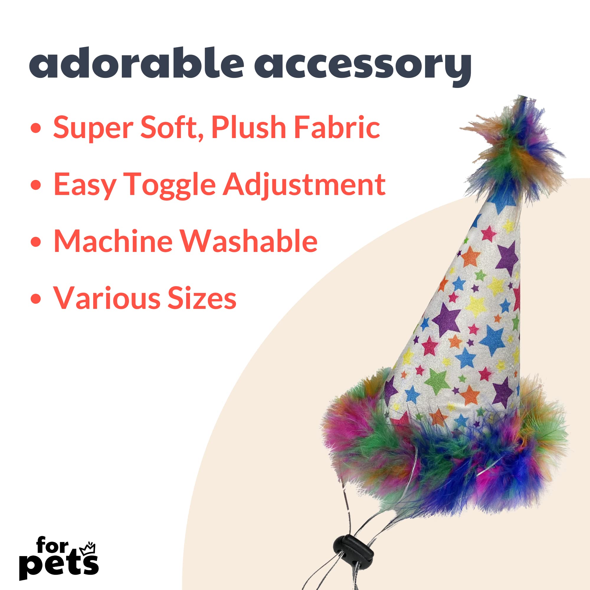 Huxley & Kent Pet Party Hat - Adjustable Large Faux Fur Birthday Hat for Dogs & Cats - Superstar Model HK55011