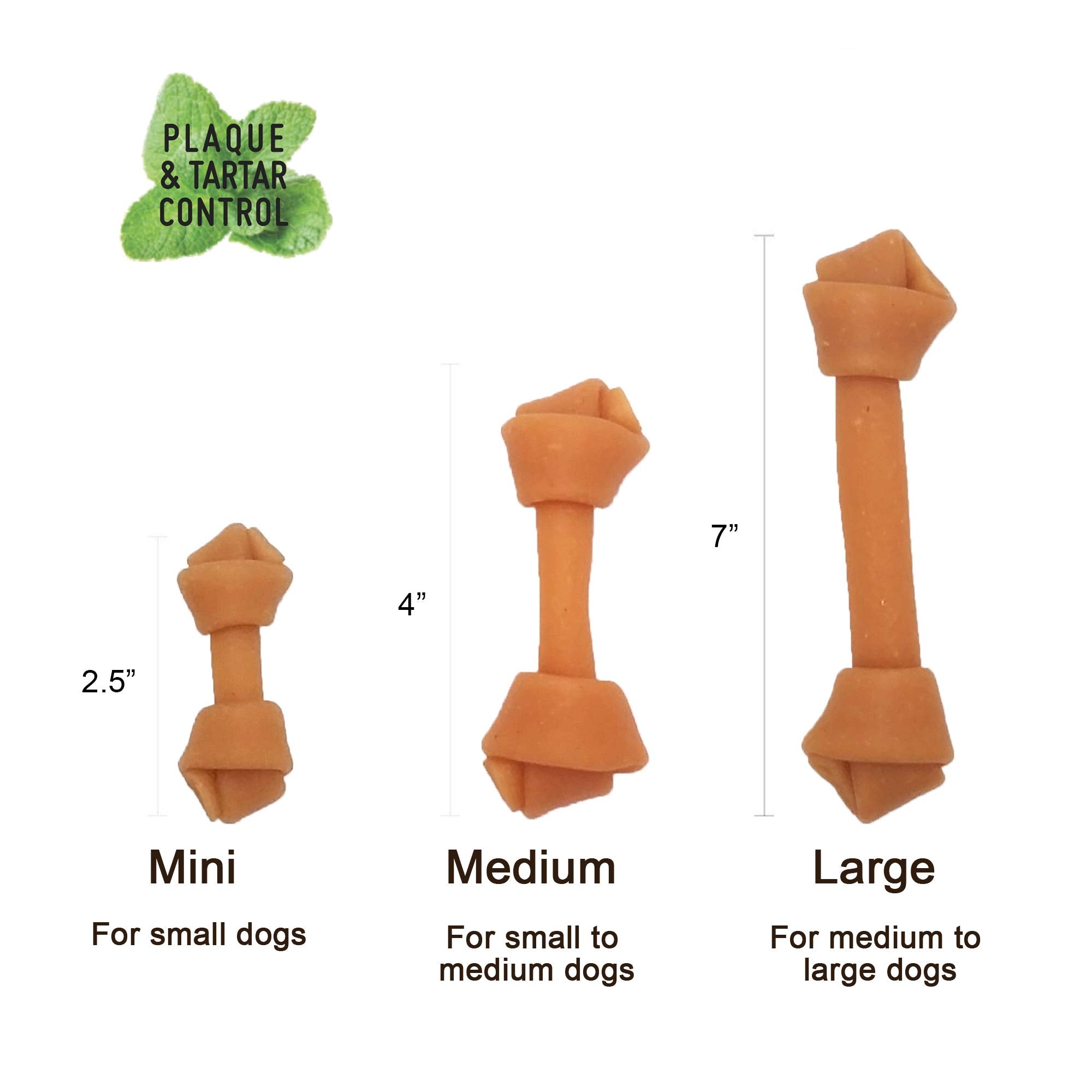 LuvChew Peanut Butter Dog Chew Bones, Rawhide & Gluten Free, Mini 18pcs, Highly Digestible, Brown