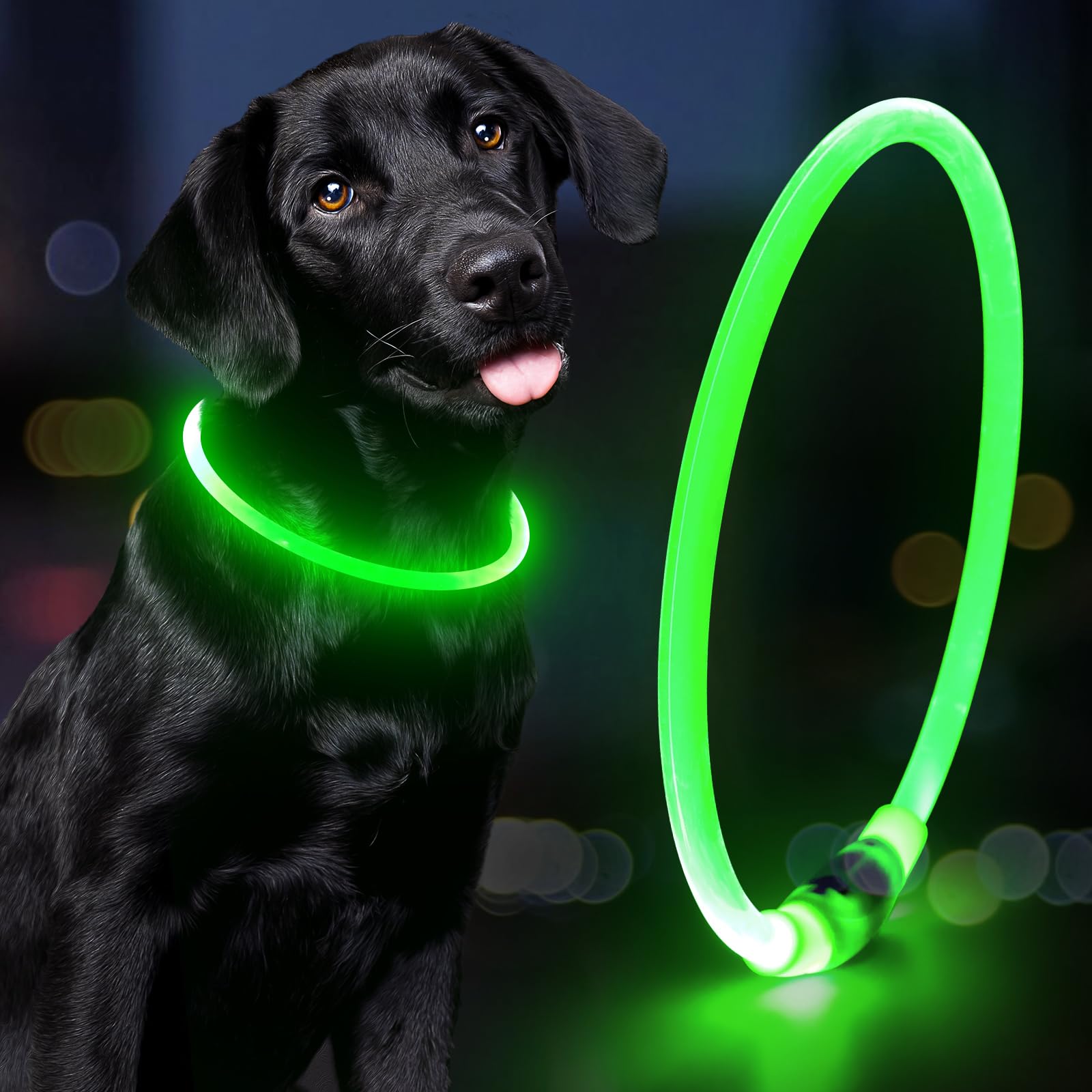 Domagiker Led Dog Collar - Waterproof Lighted Pet Collar Rechargeable For Night, Tpu Cuttable Light Up Doggie Collar For Small, 