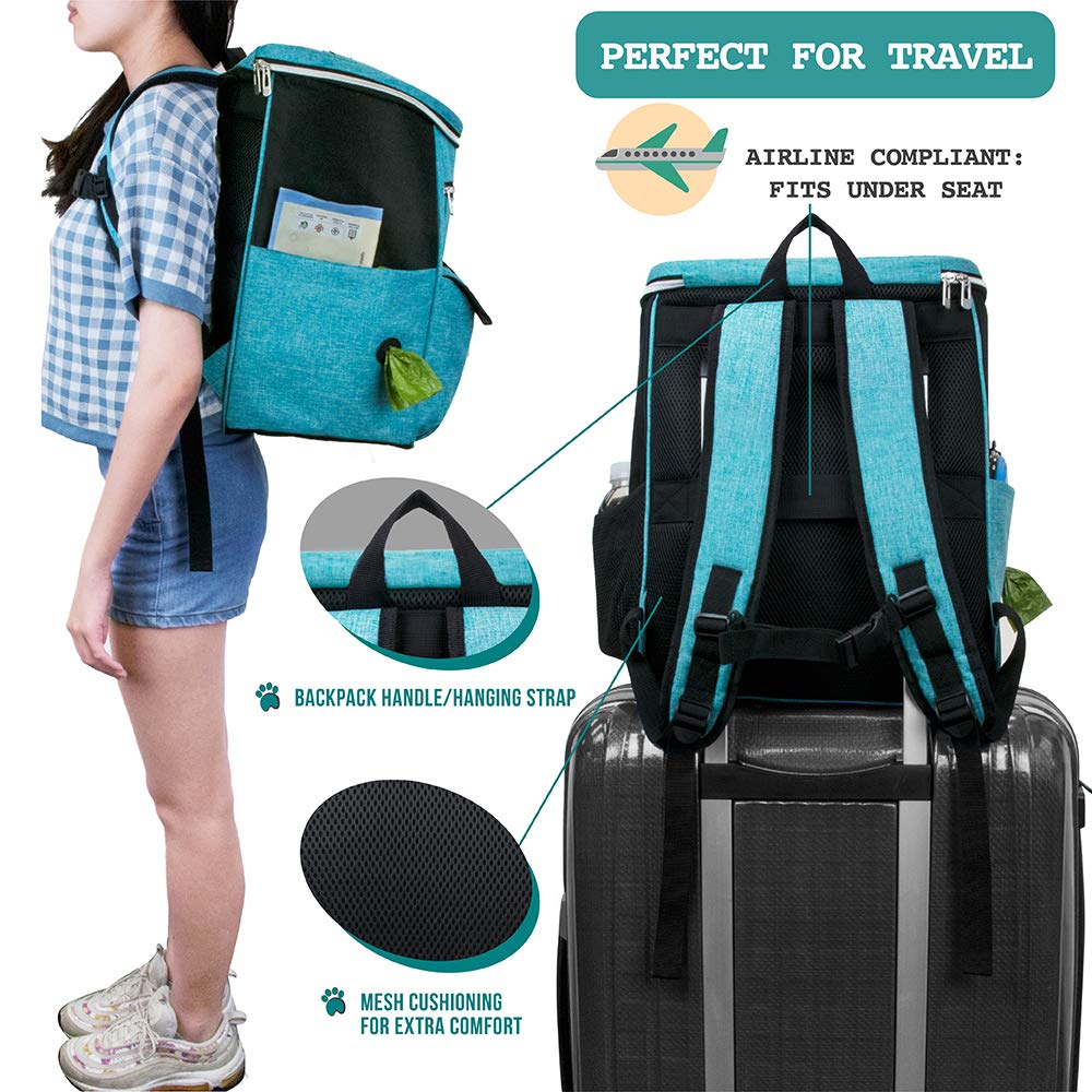 PetAmi Dog Travel Bag Backpack, Airline Approved Dog Bags for Traveling, Puppy Diaper Bag Supplies, Pet Camping Essentials Hikin