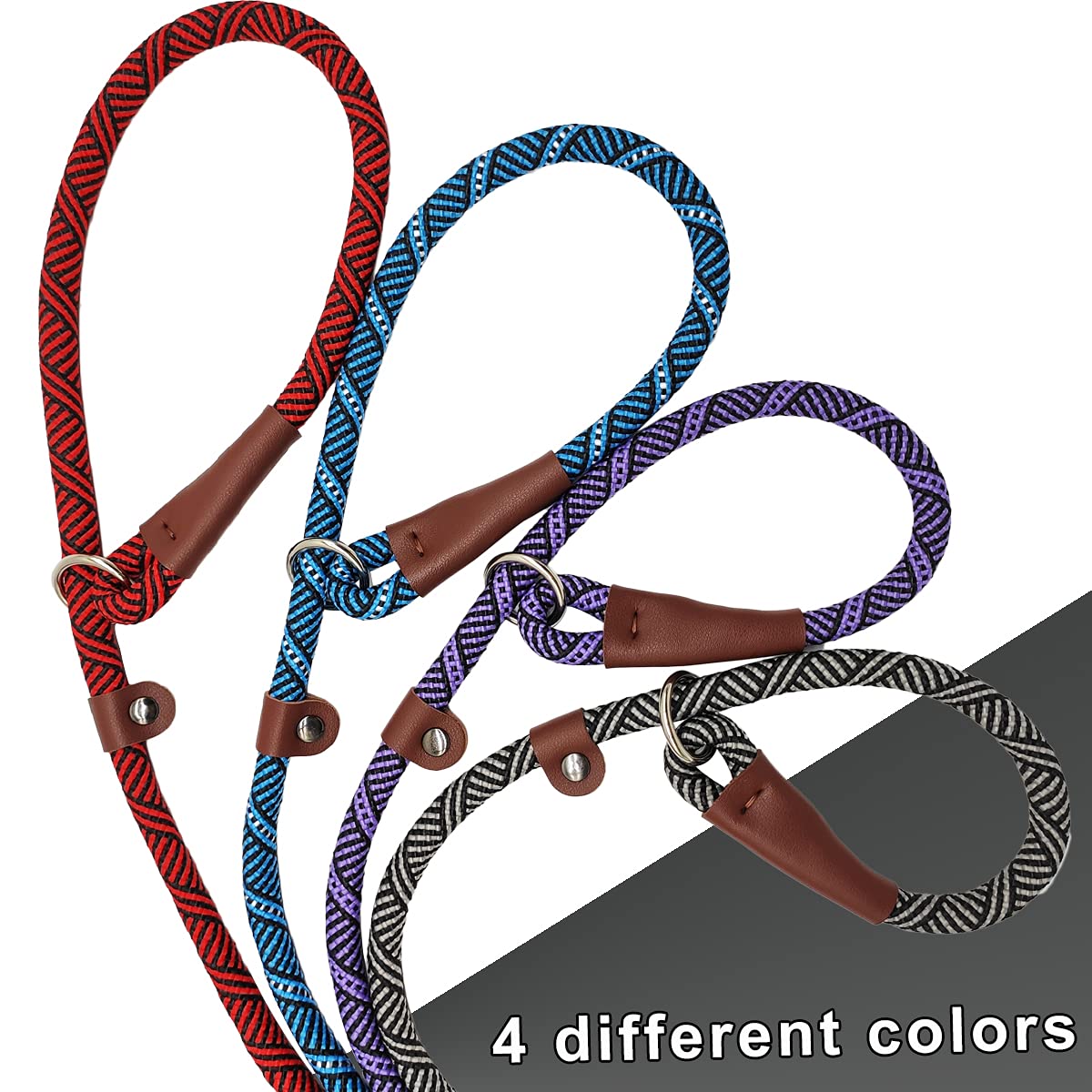 Sepxufore 3 Ft Slip Lead Dog Leash, 1/2 Inch Rope Dog Walking And Training Lead, No Pull Strong Nylon Leash Great For Medium And Large (Purple)