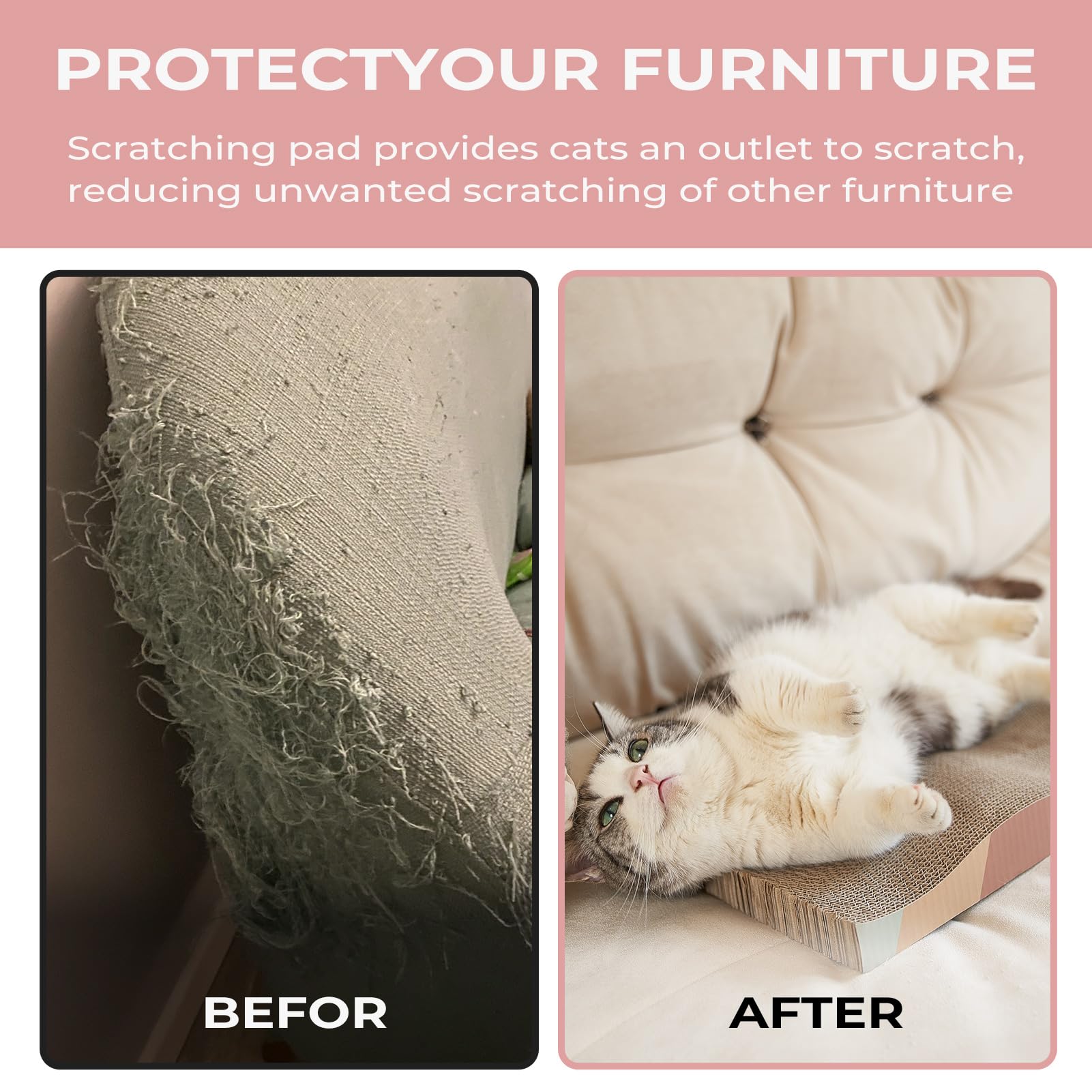 Sidazon Cat Scratching Board Cat Scratcher Cat Scratch Pad Cardboard Cat Scratchers For Indoor Cats Reversible Large Wide Corrugated With Catnip(2Pcs)