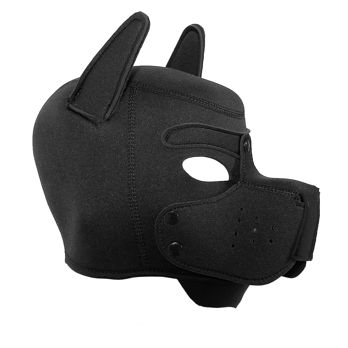 Neoprene Puppy Face Muzzle Dog Removable Full Face Pup Hood Mask (Black, One Size)