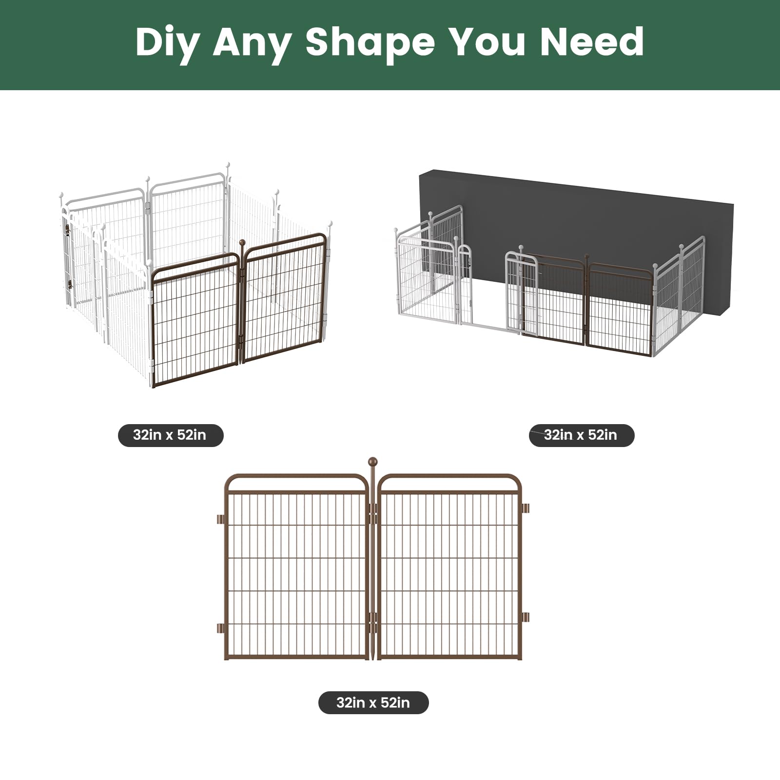 Gardner Pet Dog Playpens, 32'' H 2 Add-On Panels For Small/Medium/Large Dogs, Foldable Pet Play Yard Gate Extensions, Pet Plaype