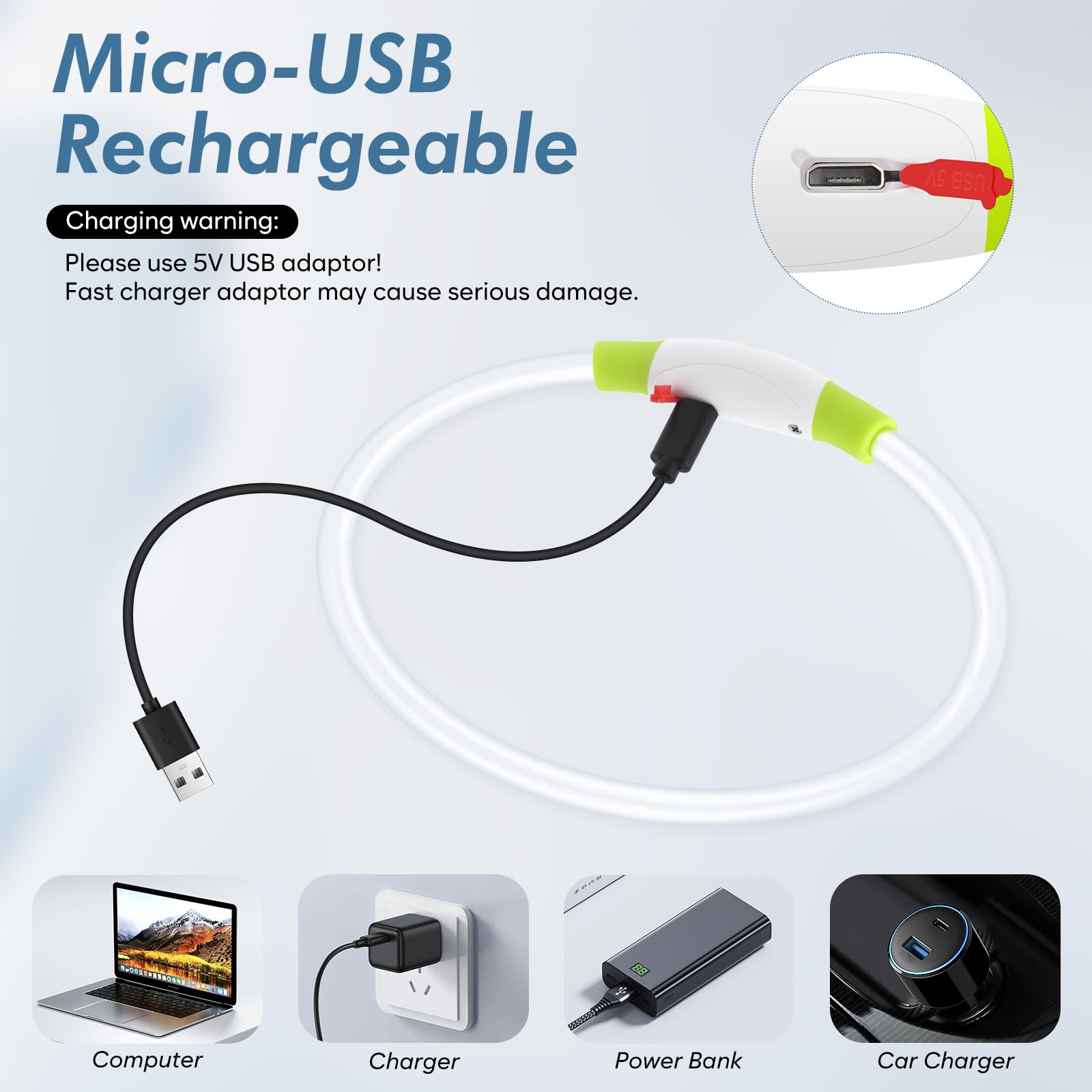 Bseen Light Up Dog Collar, Rechargeable Led Pet Collar Tpu Cuttable Lighted Puppy Necklace Glowing Dog Lights For Night Walking (Green)