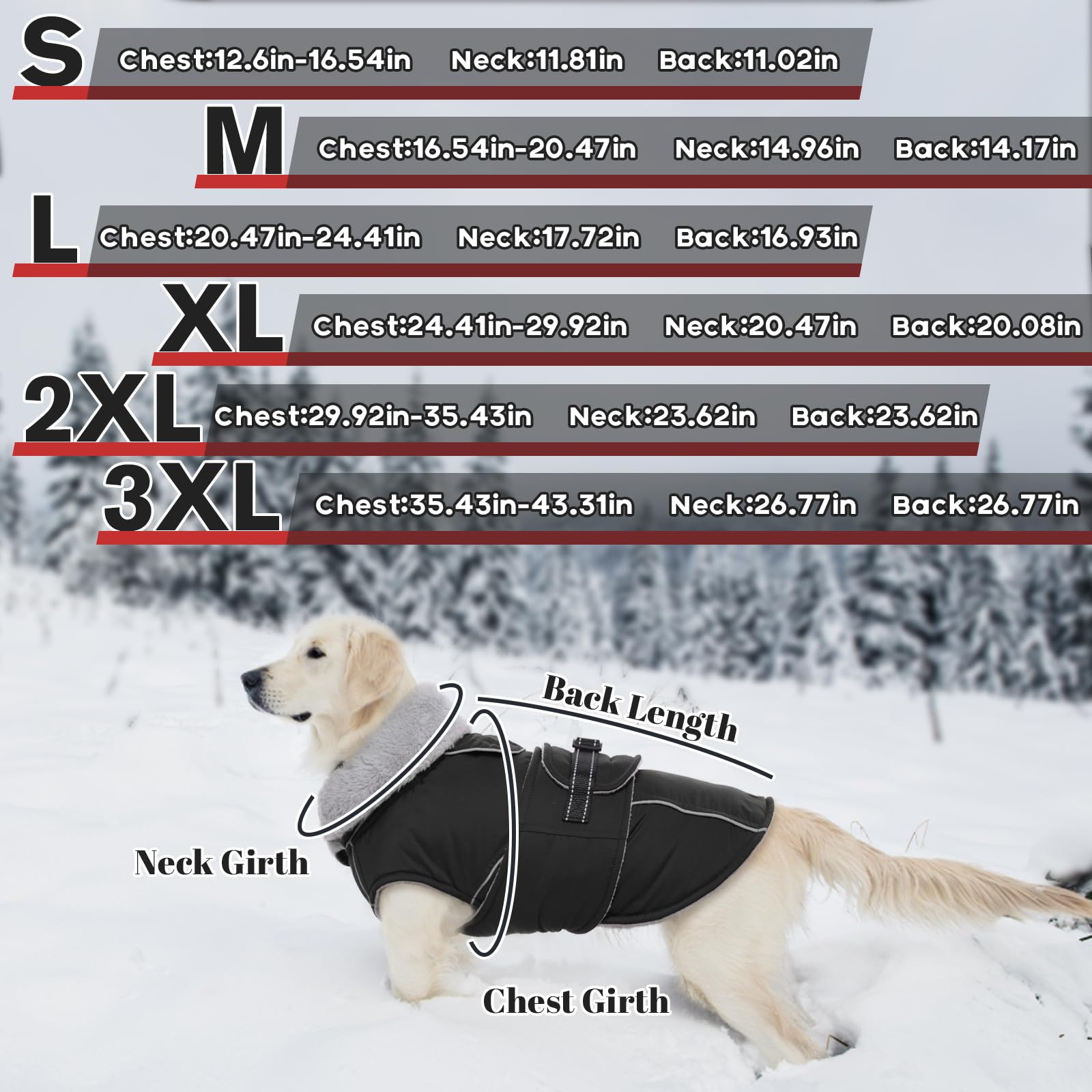 Lelepet Warm Dog Coat Reflective Dog Fleece Vest Waterproof Dog Jacket Windproof Dog Winter Coat Dog Cold Weather Coats With Adjustable Buckle Medium Dog Coat Dog Snowsuit Dog Coat For Medium Dogs, M