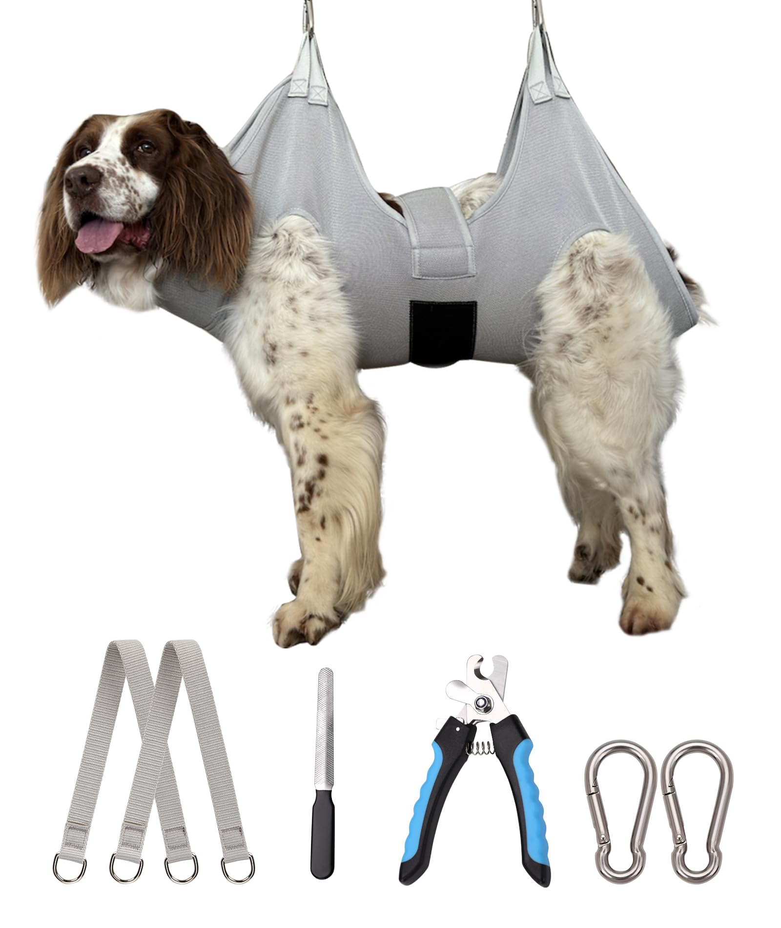 Kkiimatt Dog Grooming Hammock Hanging Harness For Nail Trimming,X-Large Dog Grooming Sling With Thick Neck Support,Gray Dog Hold