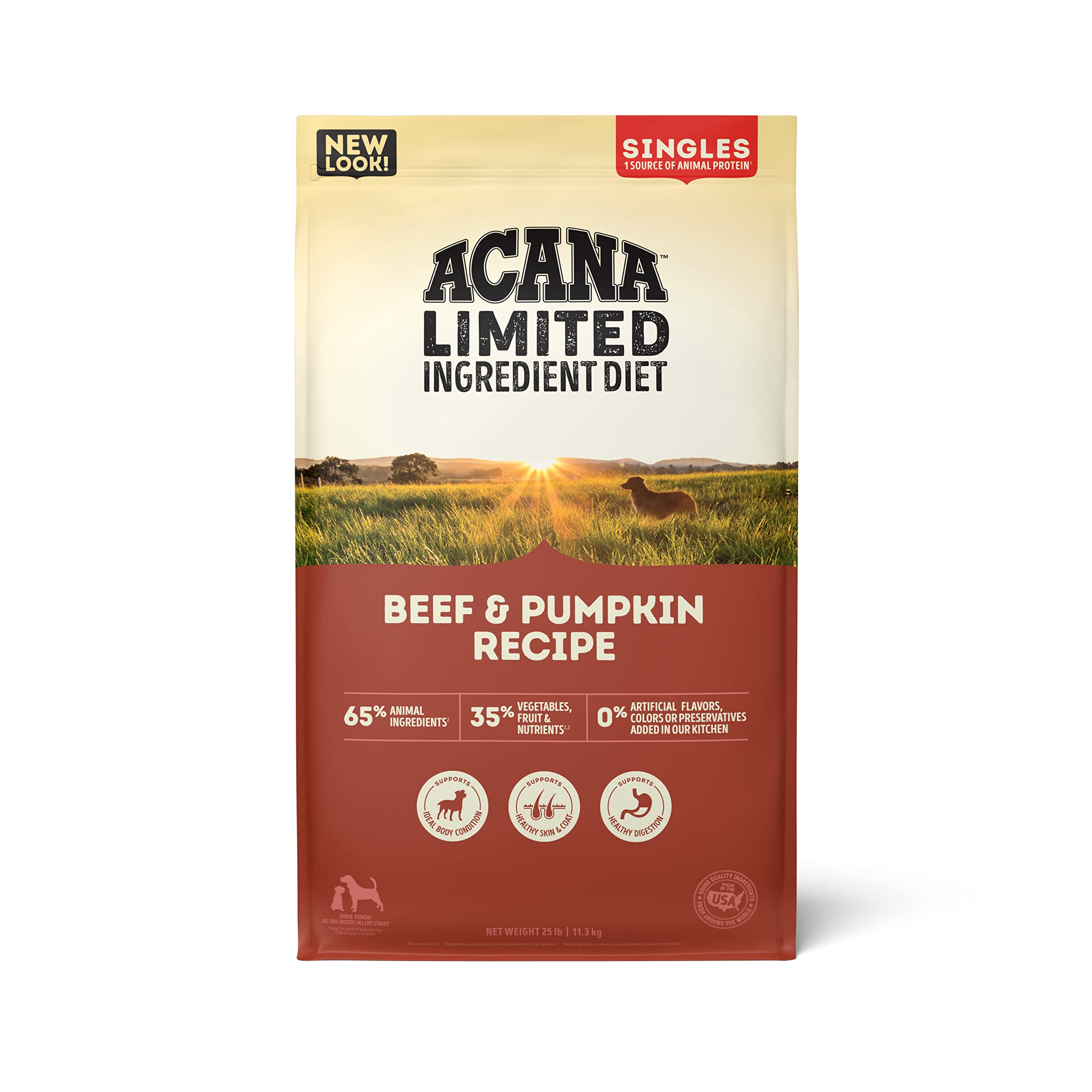 ACANA Singles Limited Ingredient Dry Dog Food, Beef & Pumpkin Recipe, Grain Free Beef Dry Dog Food, 22.5lb