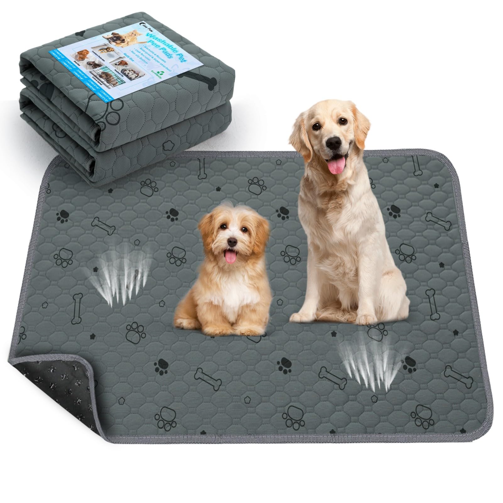 Washable Pee Pads For Dogs - 1-Pack Super Absorbent Reusable Puppy Training Pads- 100% Waterproof Whelping Pads Non-Slip Dog Mat