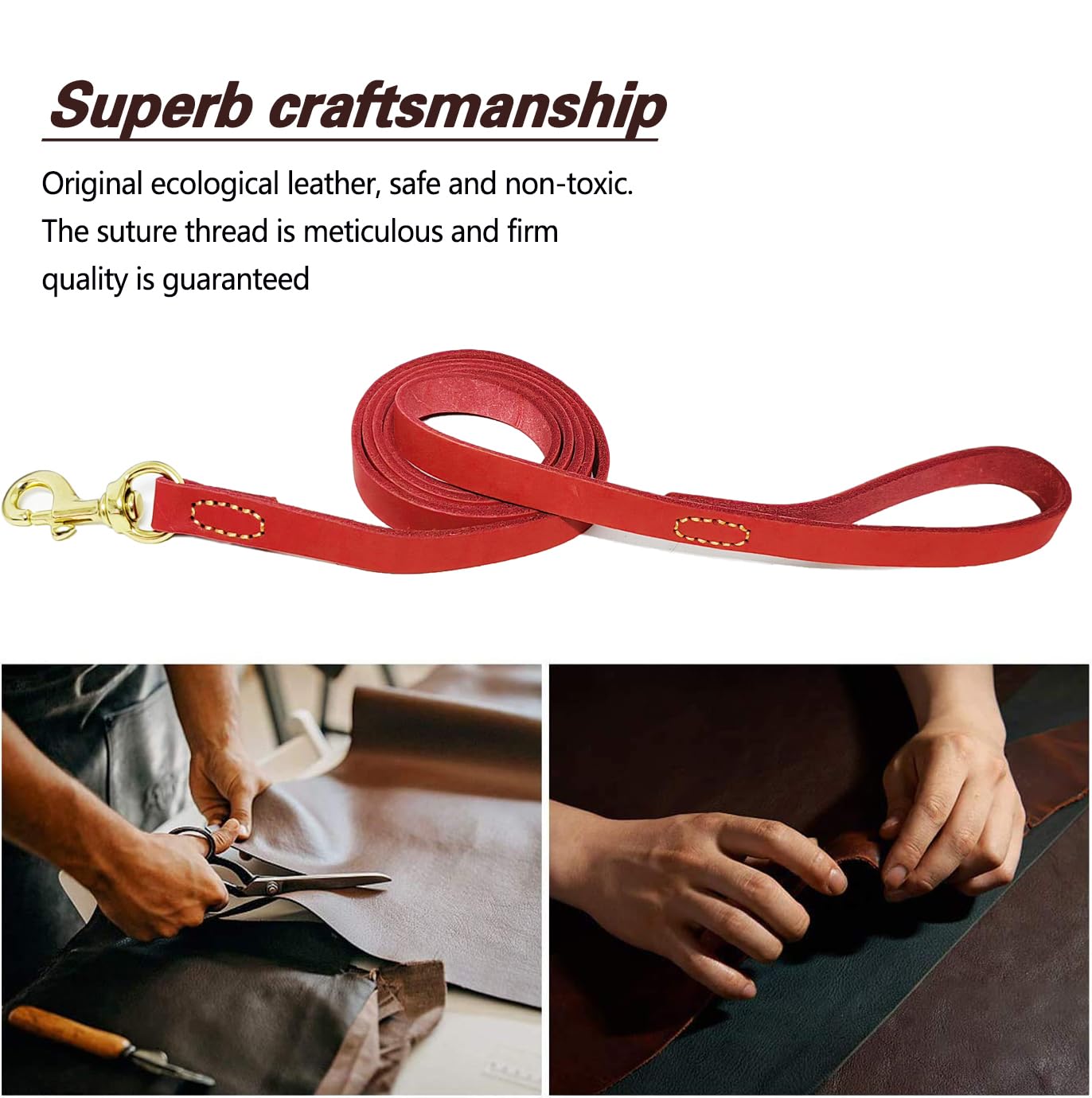 Lwbmg Leather Dog Leash - 6 Ft X 3/4 In, Heavy Duty Genuine Leather Braided Dog Training Leash For Medium & Large Breed Dogs - R