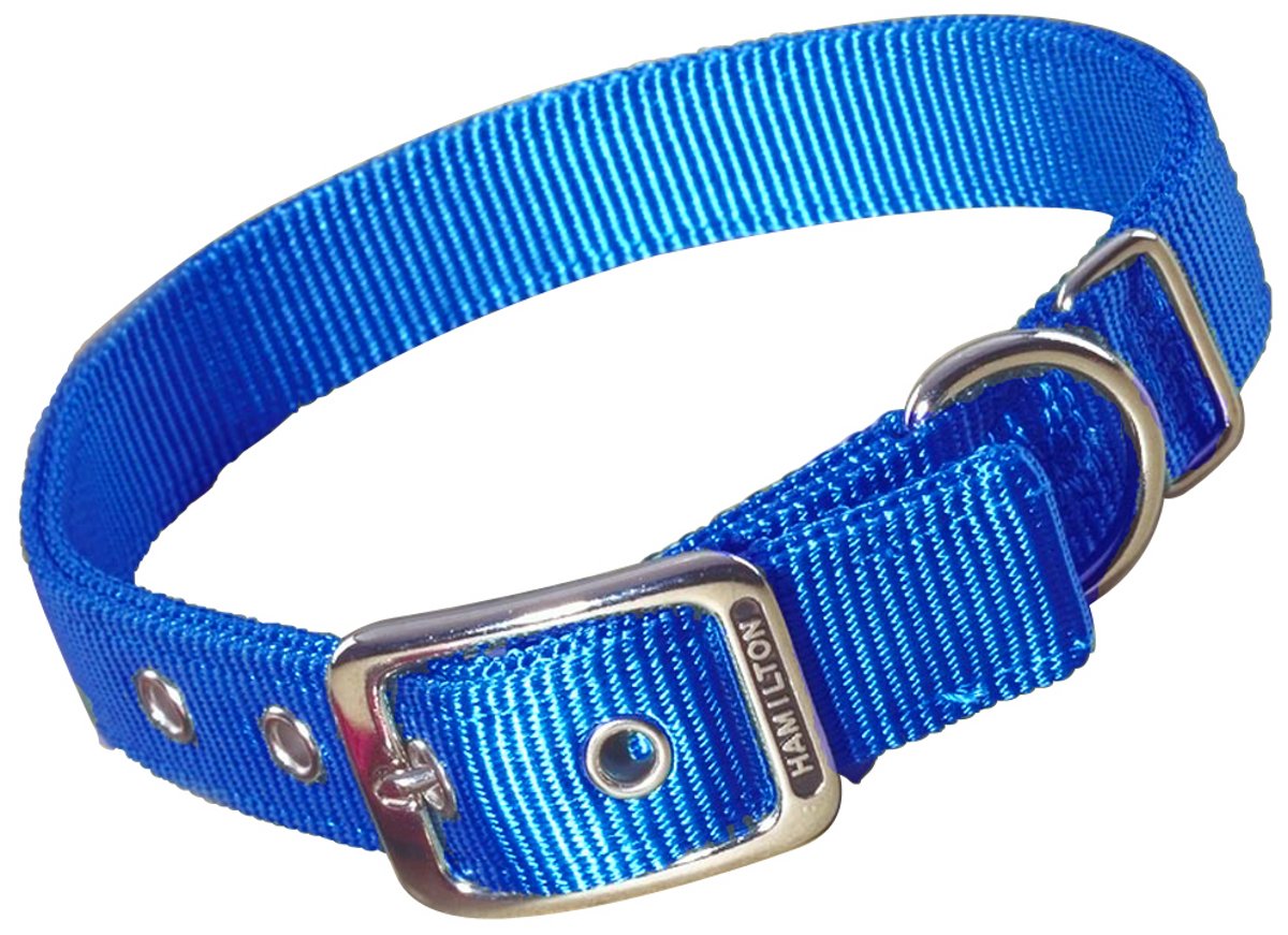 Hamilton Double Thick Nylon Deluxe Dog Collar, 1-Inch By 22-Inch, Blue