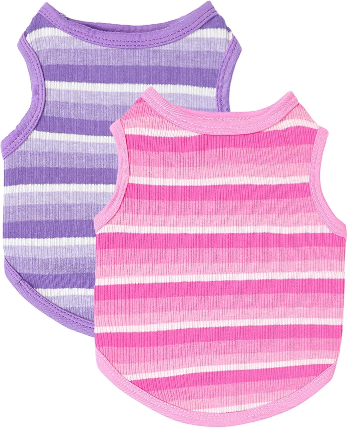 2-Piece Dog Shirts For Small Dogs Striped Puppy Clothes Soft Pet Tee Shirt Summer Dog Clothes For Small Dogs Girl Boy, Chihuahua