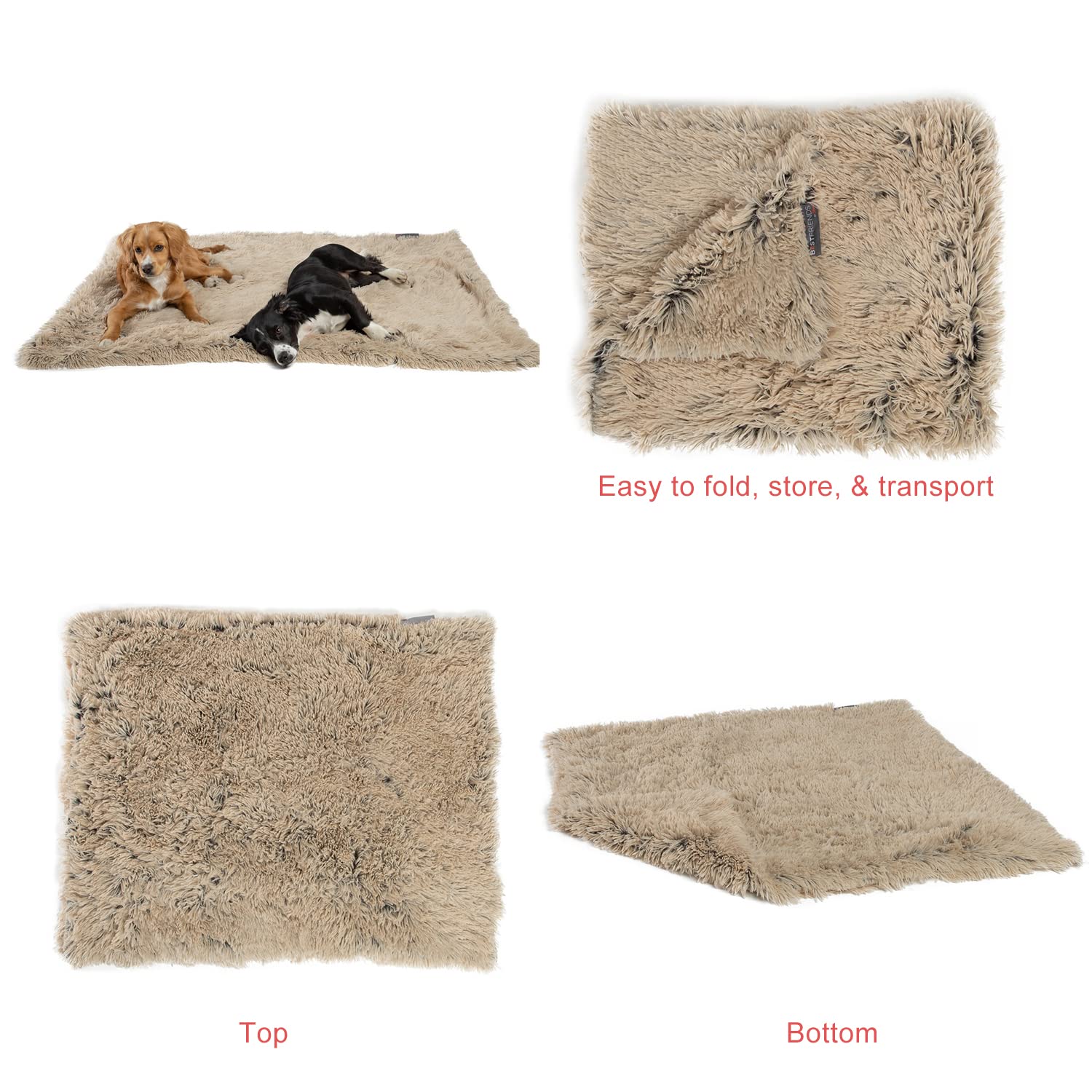 Best Friends By Sheri Calming Shag Fur Pet Throw Blanket, Taupe, 40'X50'