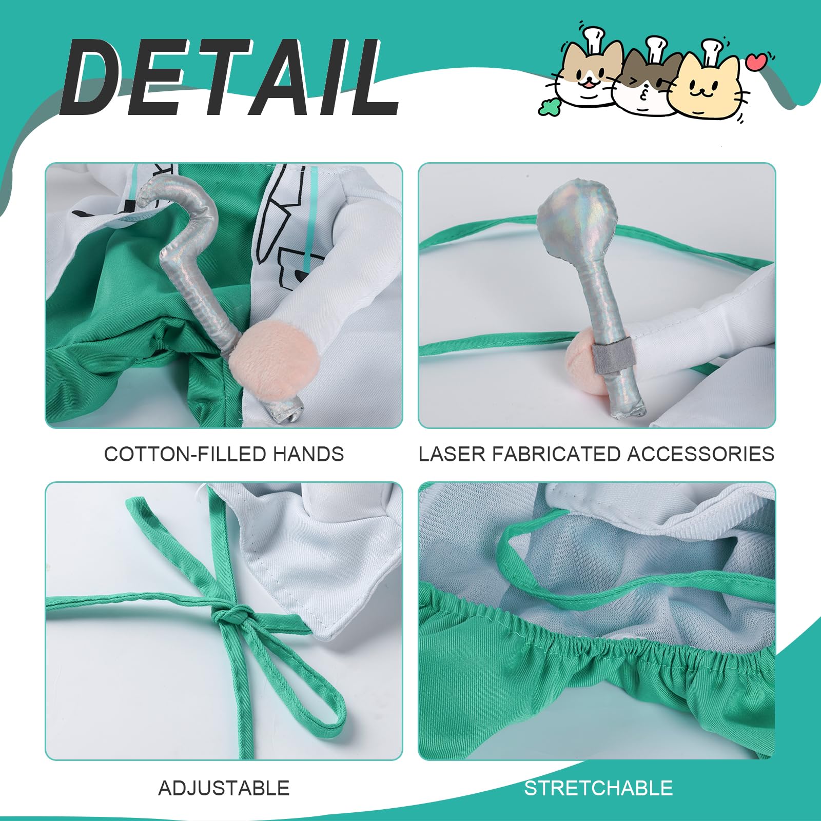 DELIFUR Dog Halloween Dentist Costume - Pet Doctor Dress Up Costume Funny Apparel Uniform Adjustable Doctor Cosplay Outfit for S