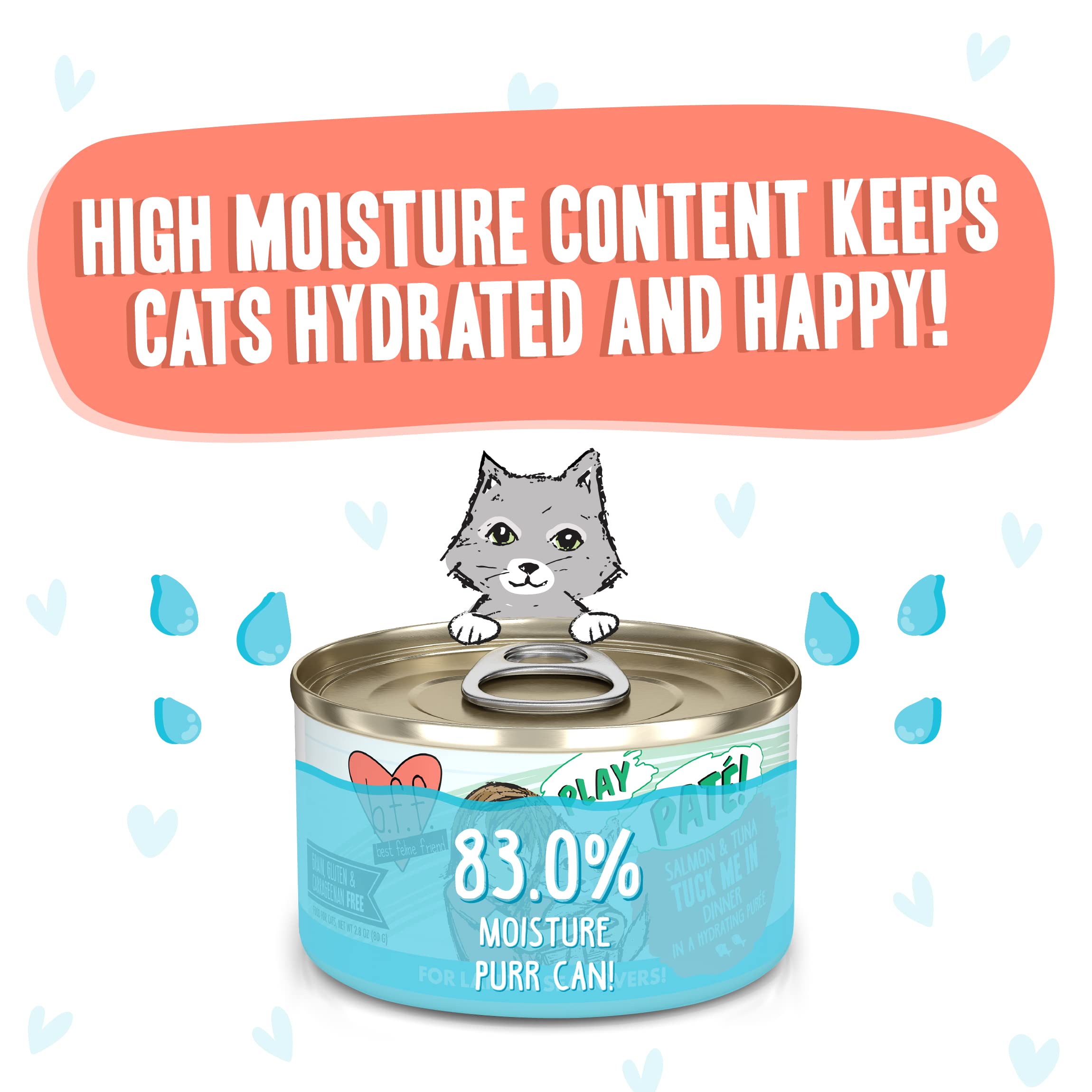 Weruva B.F.F. Play - Best Feline Friend Pat   Lovers, Aw Yeah!, Salmon & Tuna Tuck Me in with Salmon & Tuna, 2.8oz Can (Pack of